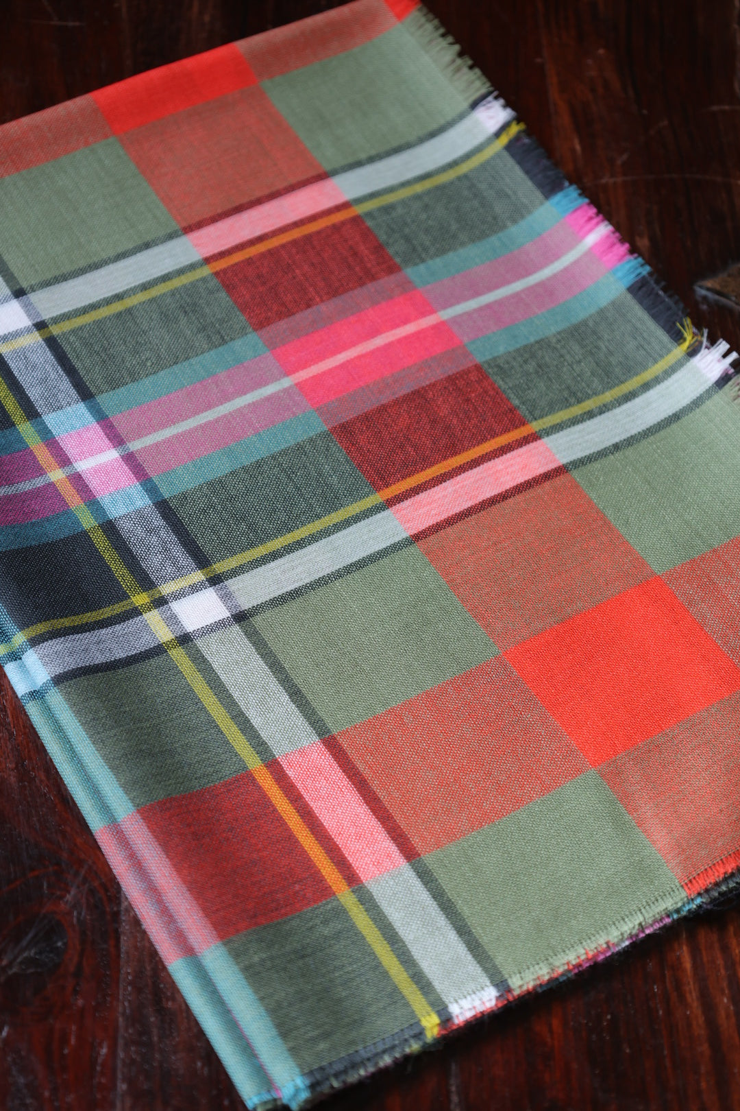 Merino Wolle Stola | Orange Tartan