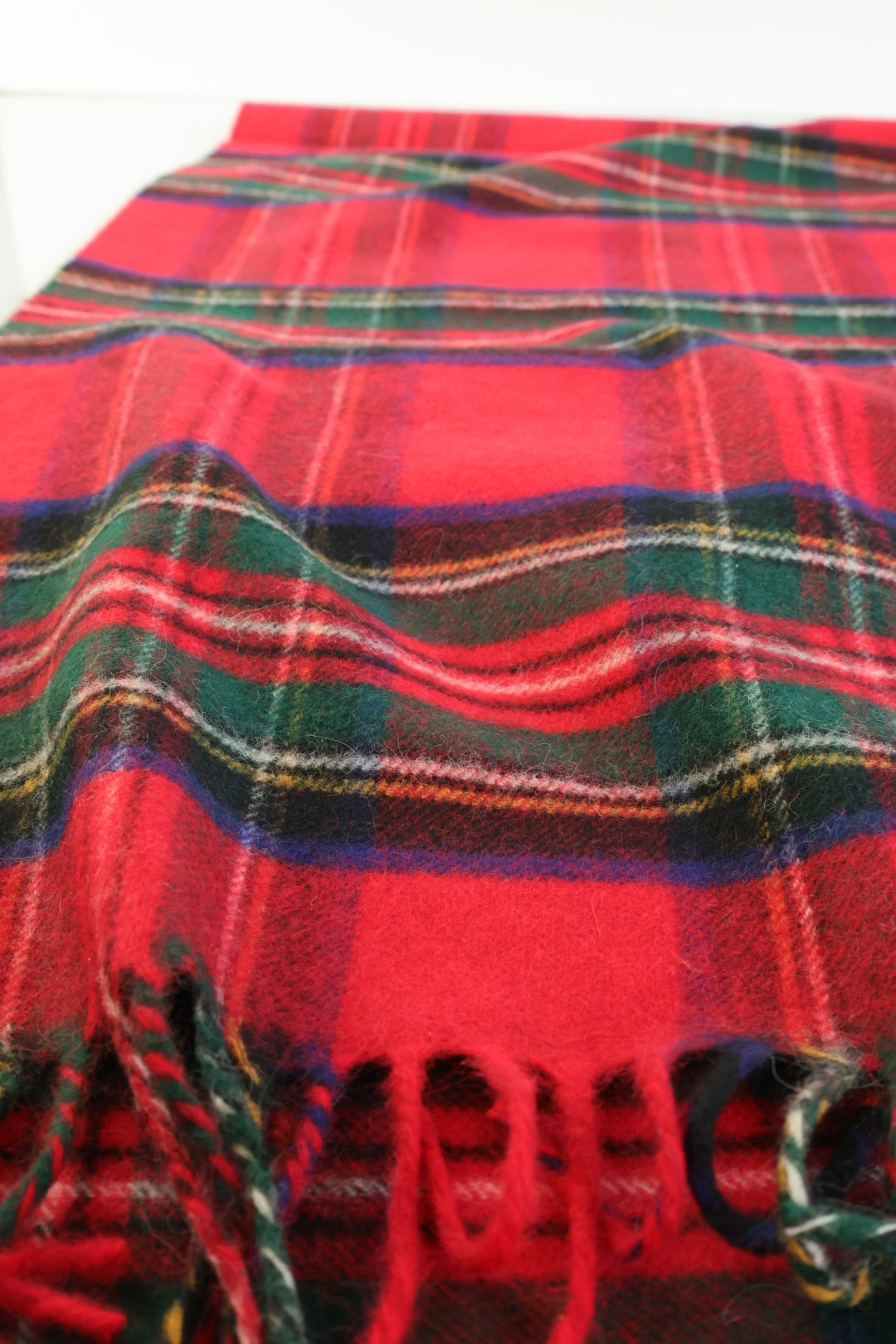 Tartan Angora Wolle Schal Rot