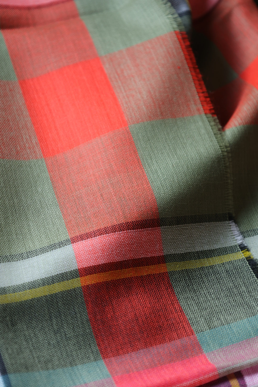 Merino Wolle Stola | Orange Tartan