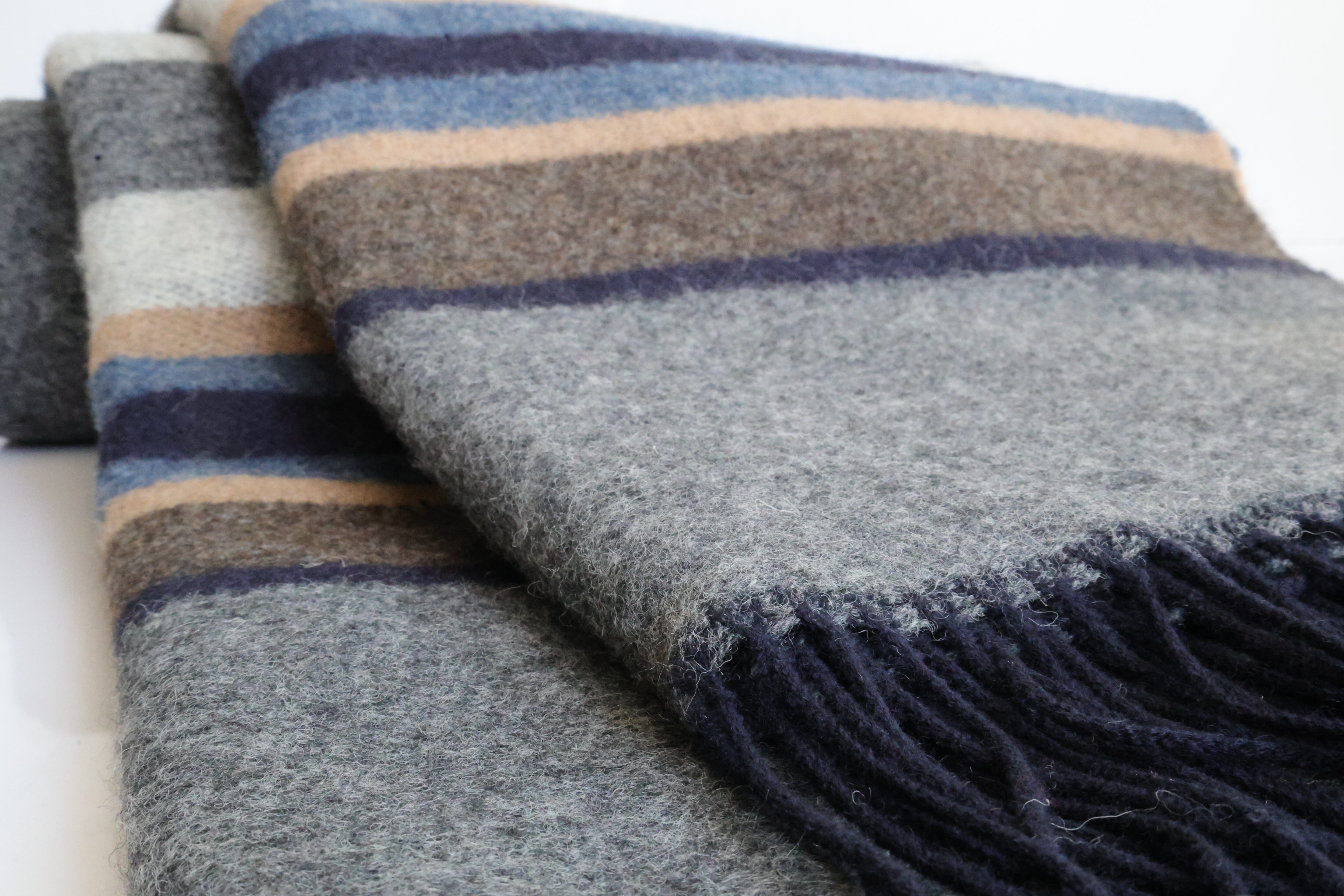 Wool blanket grey evening sun