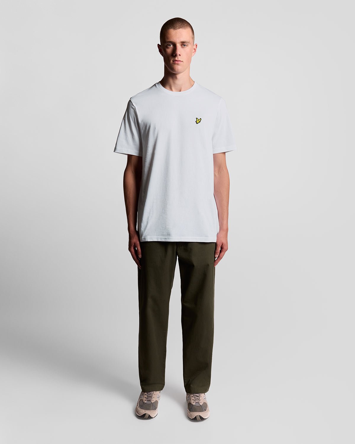Lyle & Scott Herren T-Shirt Rundhals Weiß — Seitenansicht, 100% Baumwolle
