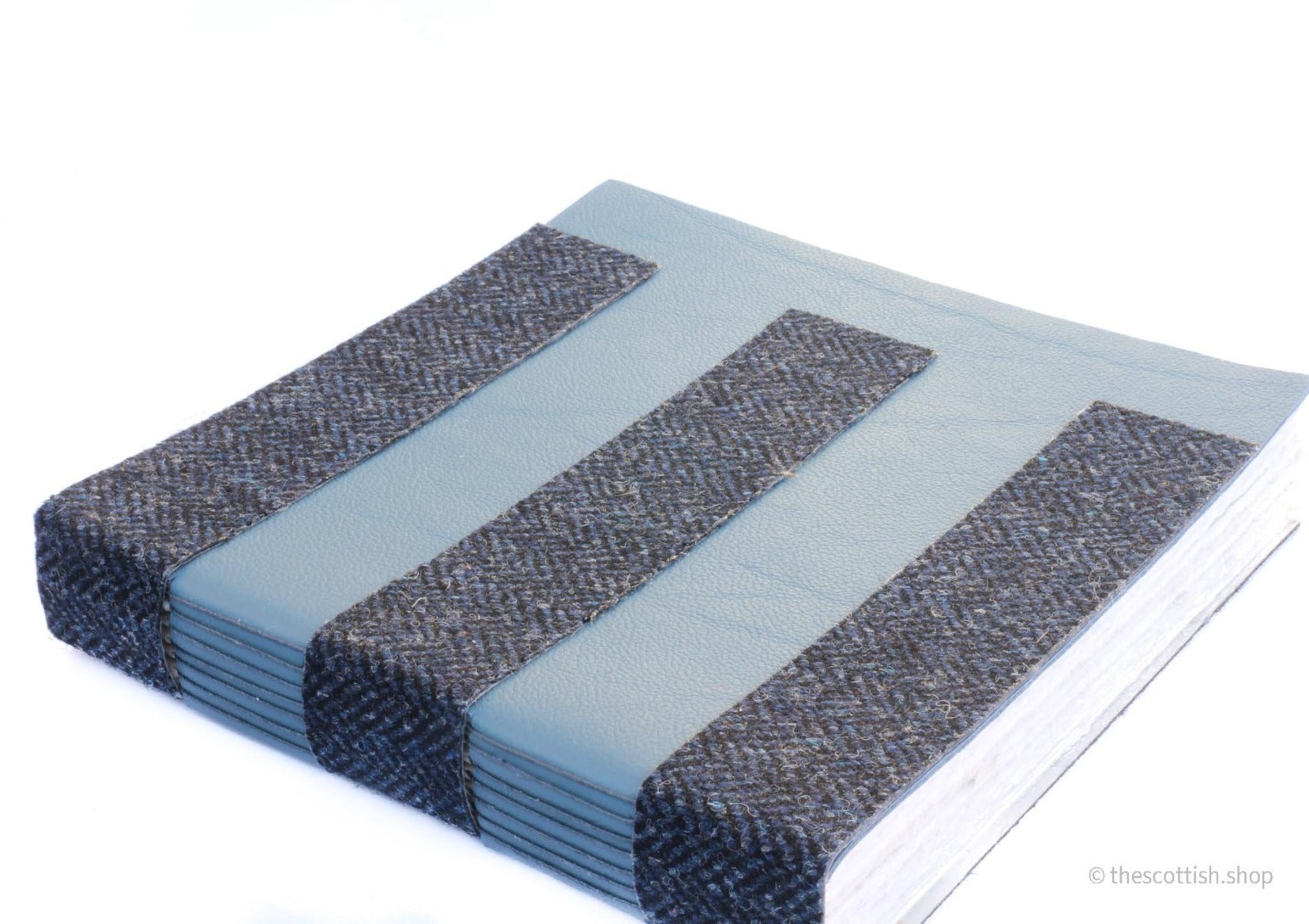 Tweed-Notizbücher-Blau-Cross-Stitch-Handgebunden