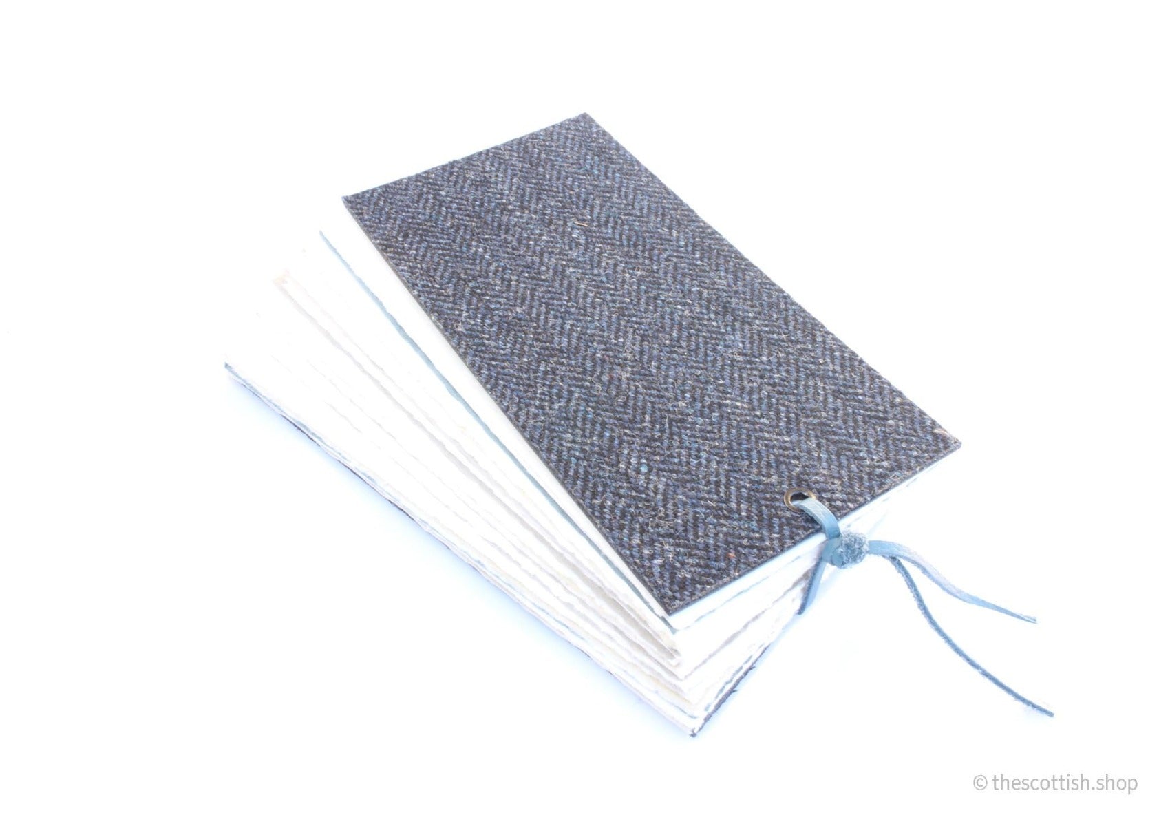 Tweed-Notizbücher-Blau-Klein-Handgebunden