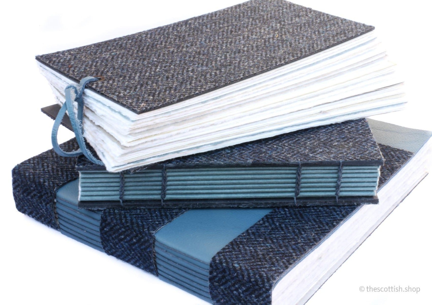 Tweed-Notizbücher-Blau-Kollektion-Handgebunden