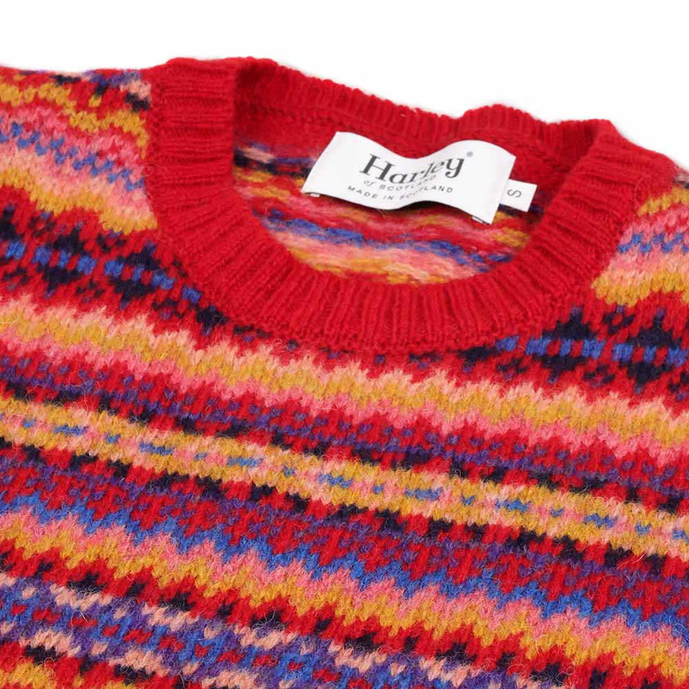 Harley of Scotland Damen Fairisle Pullunder aus Schurwolle Rot