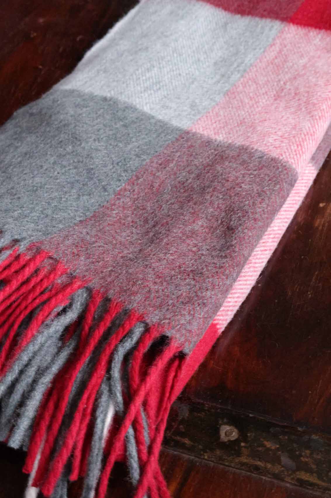Kinalba Kaschmir Stola Rot & Grau 