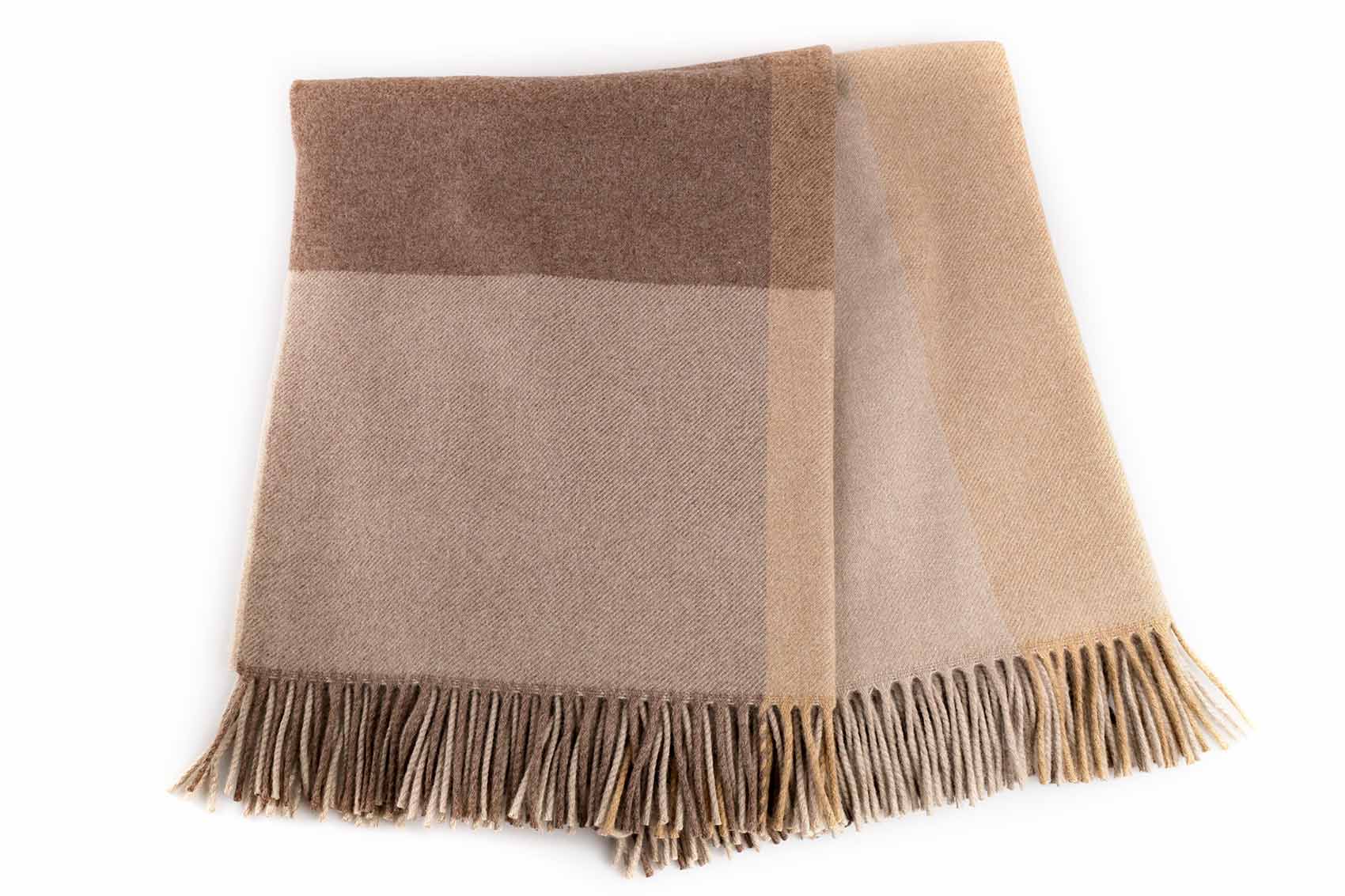 Kuuhi Wolldecke aus Kaschmir und Lammwolle Beige und Braun
