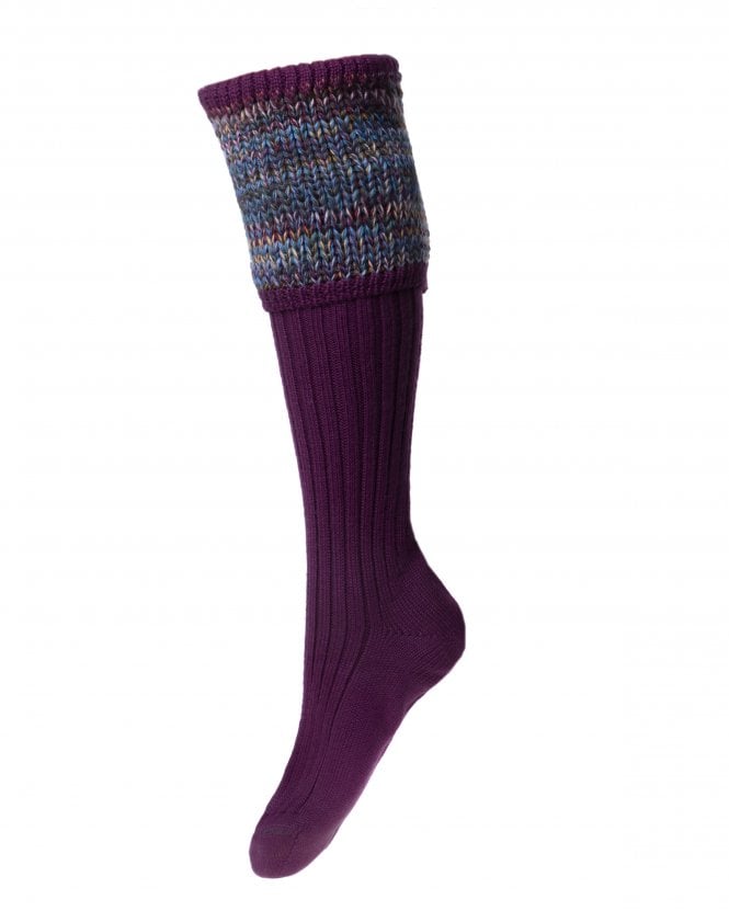 Schottische Steifel Socken aus Merino Wolle in Distel Lila