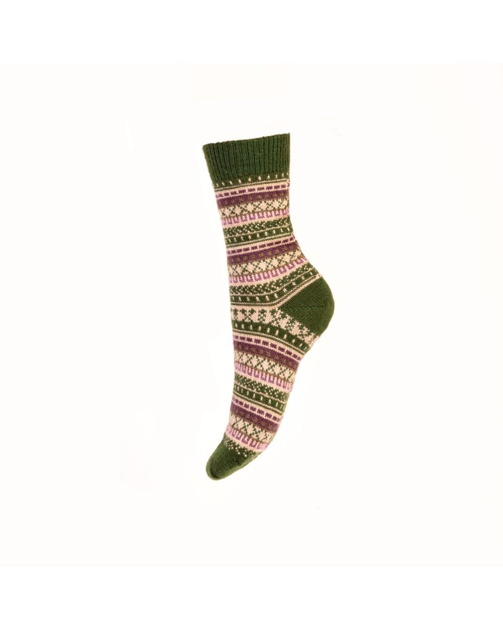 Chaussettes Fair Isle pour femme, vert