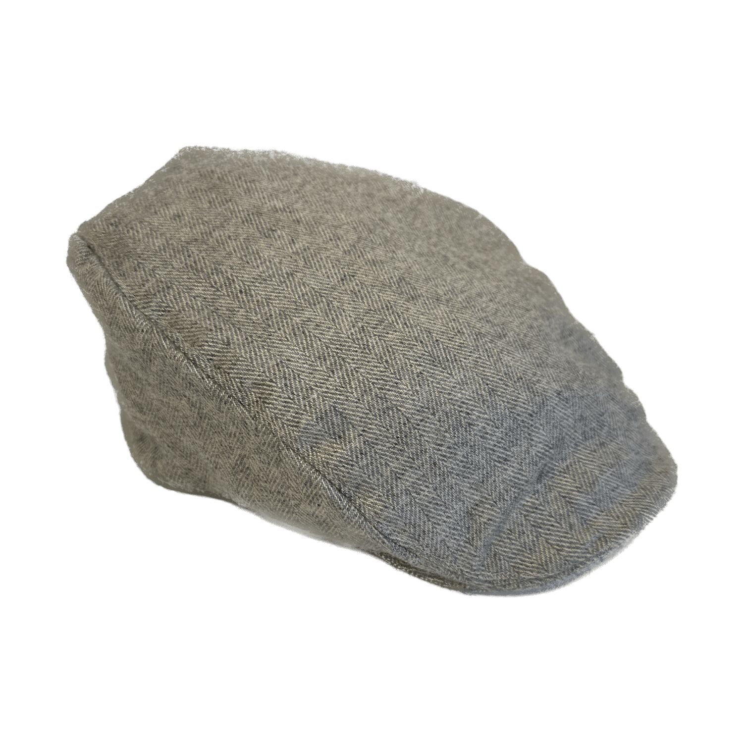 Kaschmir Flatcap in Grau Fischgrät von Kinalba, 100% Kaschmir, Made in Scotland