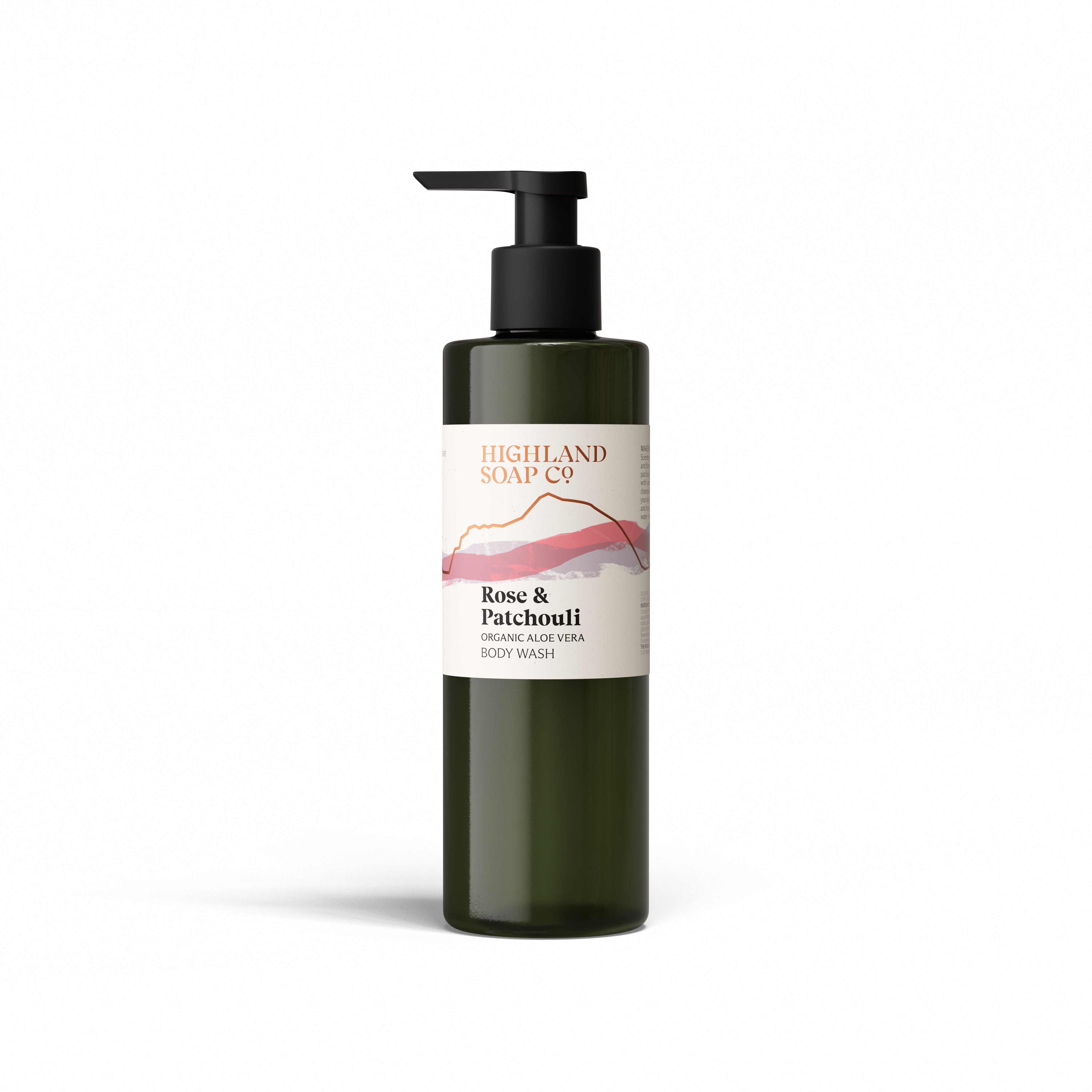 The Highland Soap Company Duschgel Rose & Patchouli 250ml — Bio-Duschgel mit Rosenabsolue und Patchouliöl, Flasche aus Zuckerrohr statt Plastik, Made in Scotland