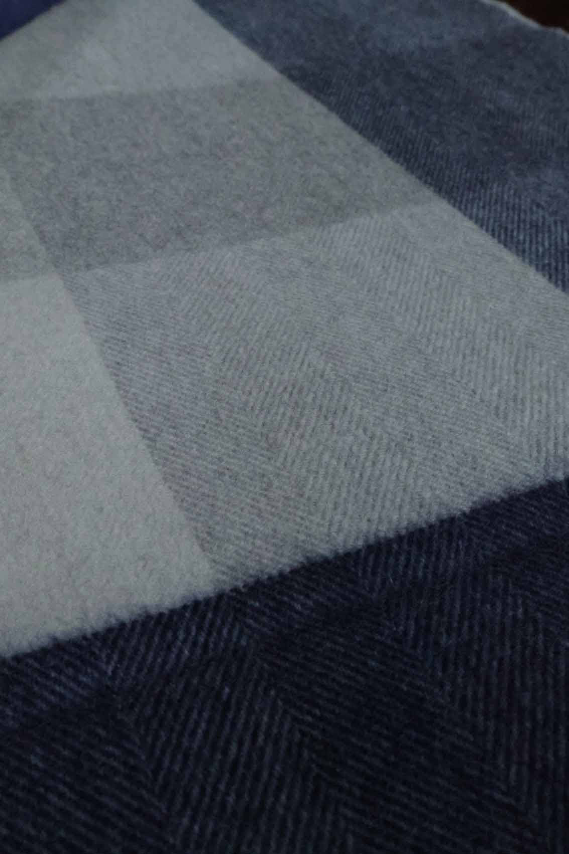 Large Cashmere Stole | Checked Blue