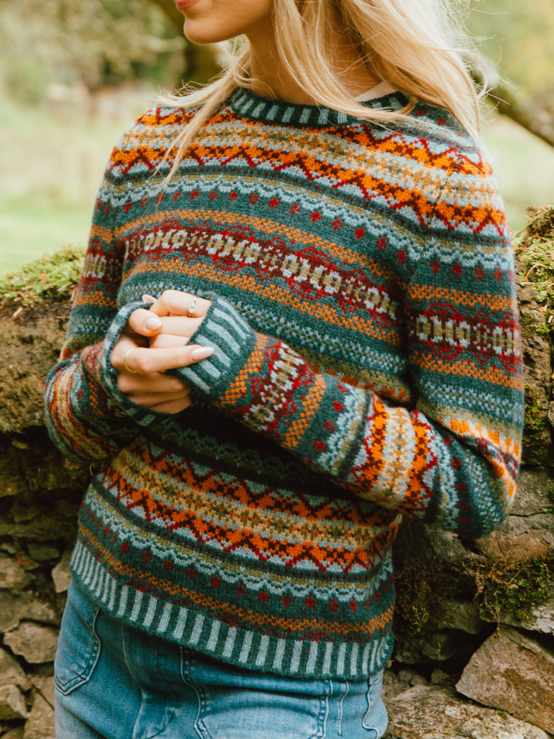 Eribé Damen Kinross Fair Isle Pullover Prelude — Detailansicht Fair-Isle-Muster