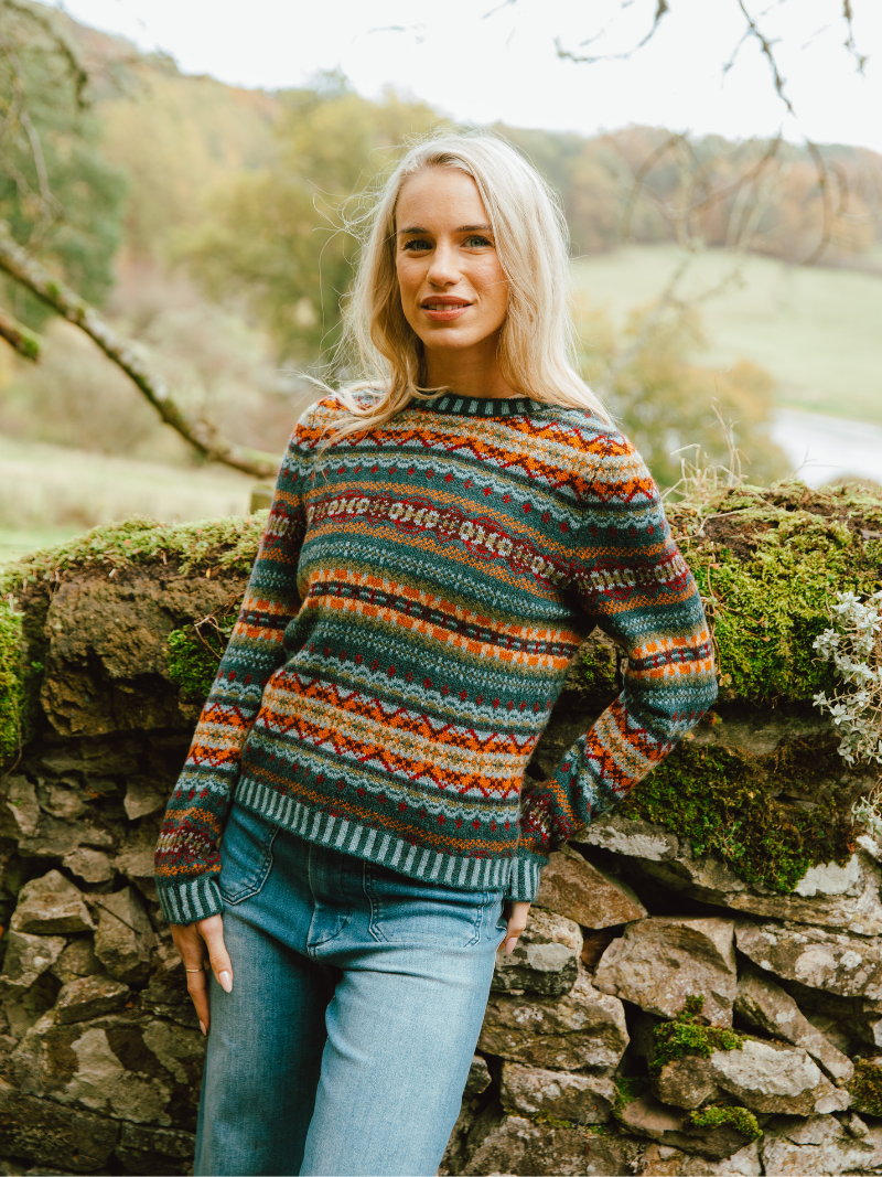 Eribé Damen Kinross Fair Isle Pullover Prelude — getragen, reguläre Passform
