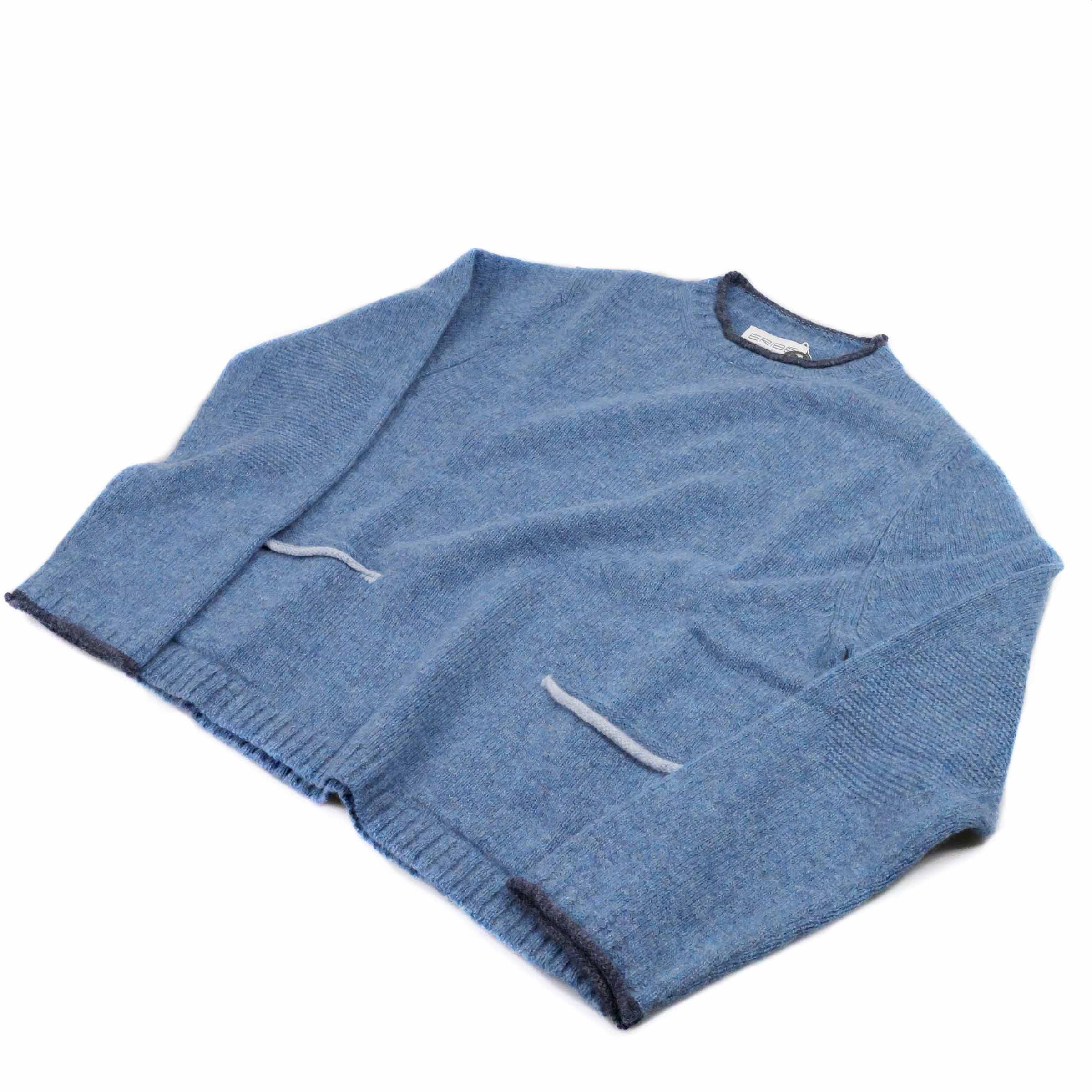 Eribé Damen Tweed Nep Pullover Delphinium Blau — kastiger Schnitt, 100% Shetlandwolle, Made in Scotland