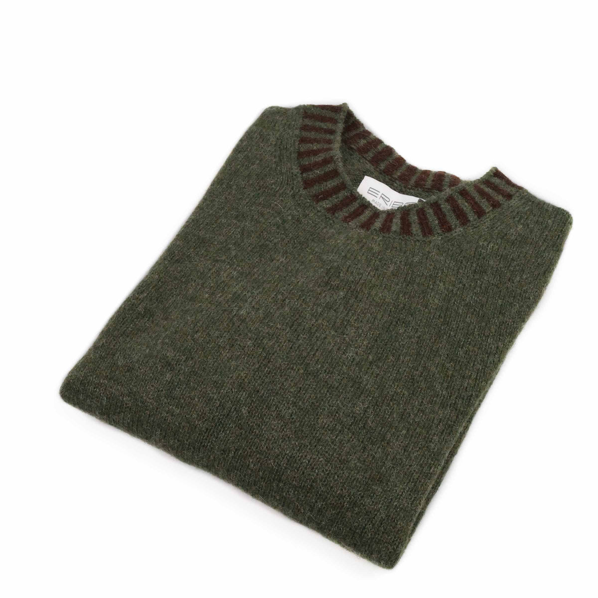 Eribé Bruar Pullover Green Lichen | 100% Shetlandwolle | Made in Scotland