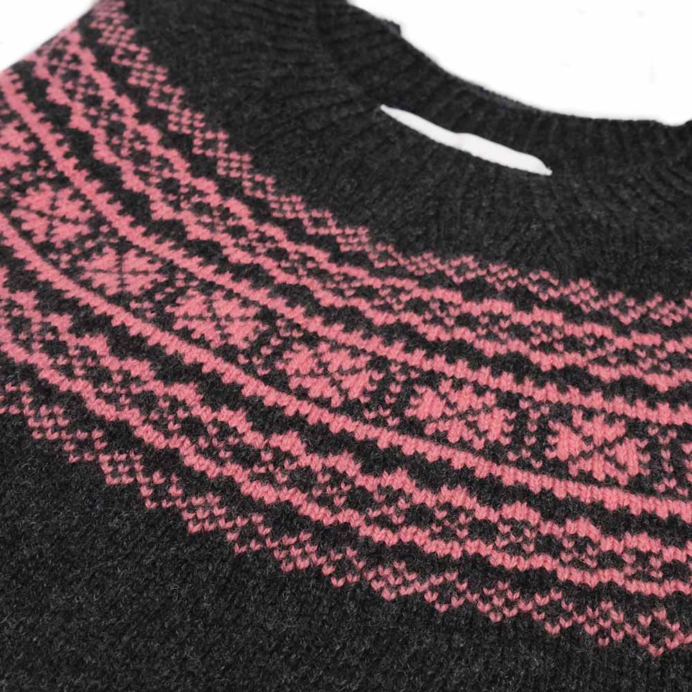 Fairisle Pullover | Superfine Schurwolle Grau Rosa