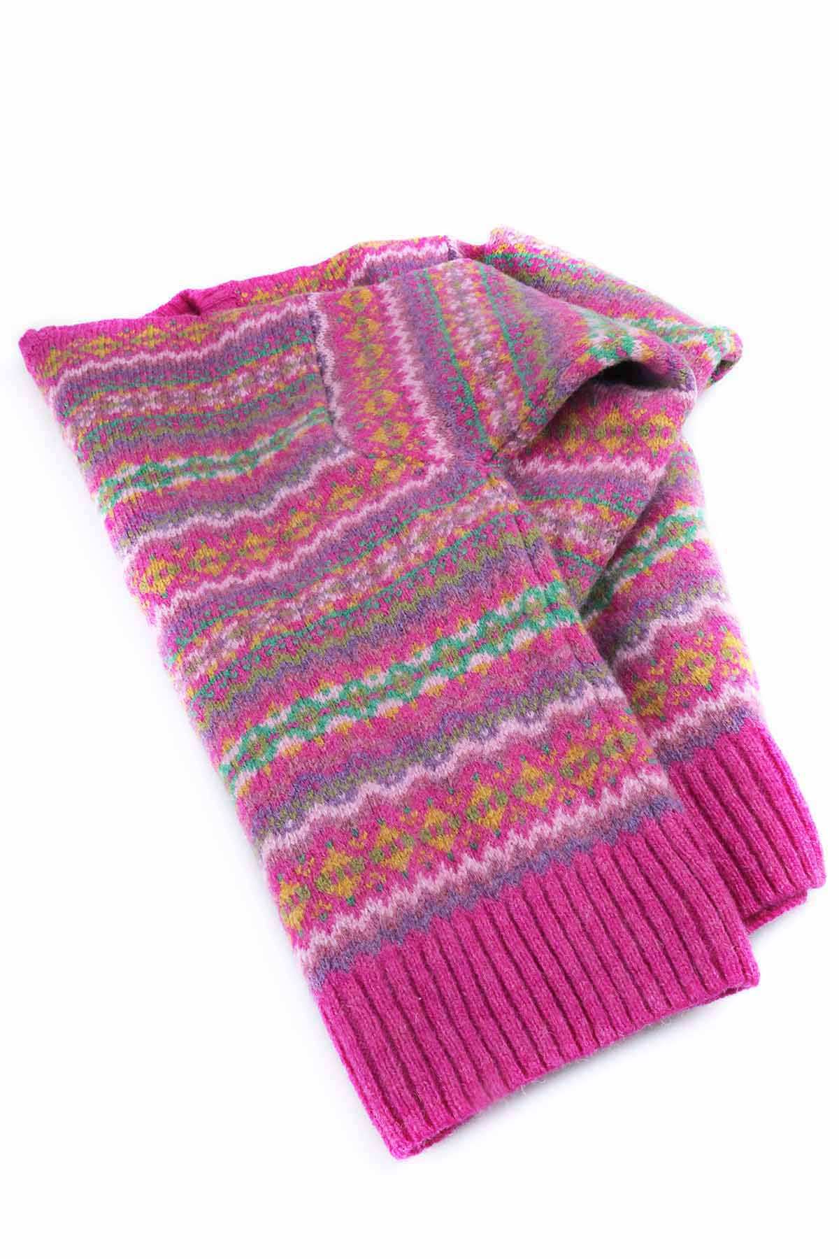 Harley of Scotland Pink Fair Isle Sweater for Women (Back)