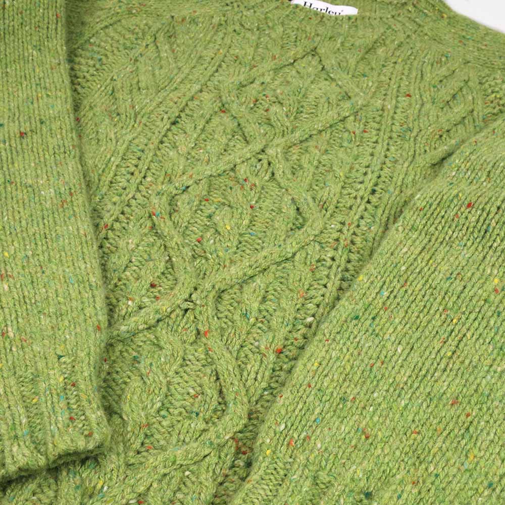 Harley-Scotland-Damen-Grob-gestrickter-Pullover-Grun-muster