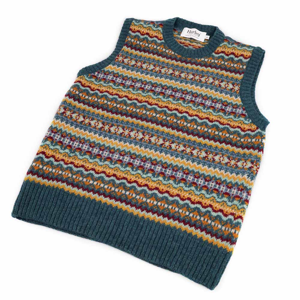 Damen Pullunder FairIsle Teal Grün Harley