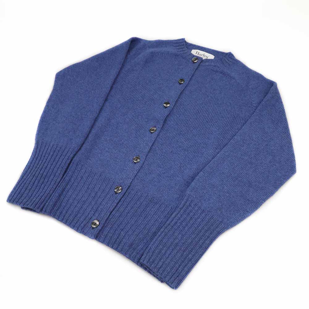 Reine Schurwolle Strickjacke | Denim Blau