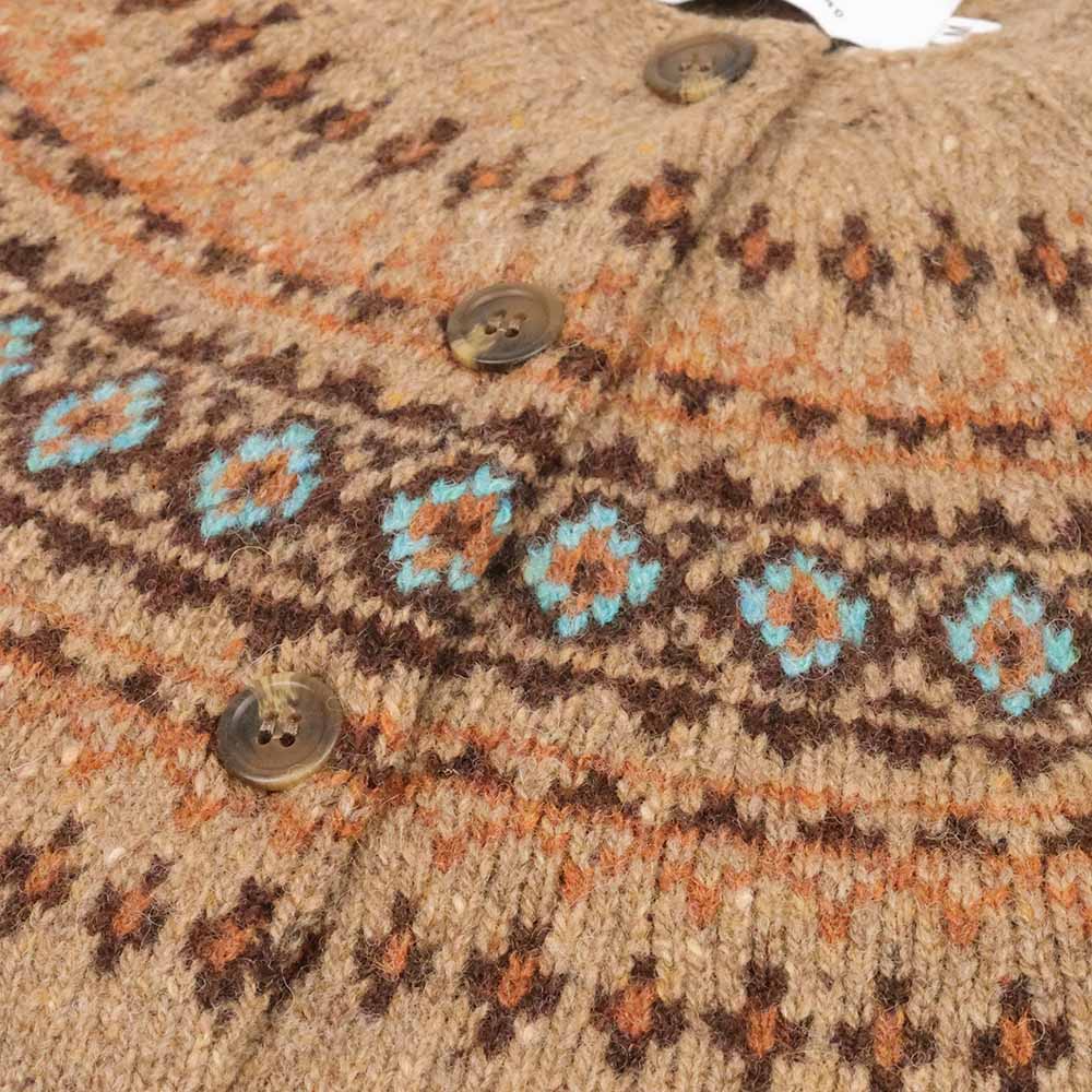 Harley-Scotland-Damen-Strickjacke-Fairisle-Muster-Braun