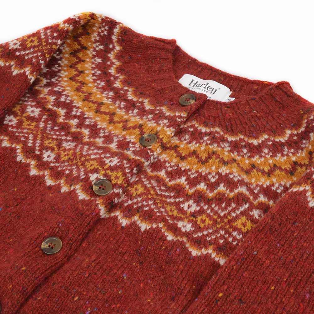 Harley-Scotland-Damen-Strickjacke-Rot-knopfe-kragen