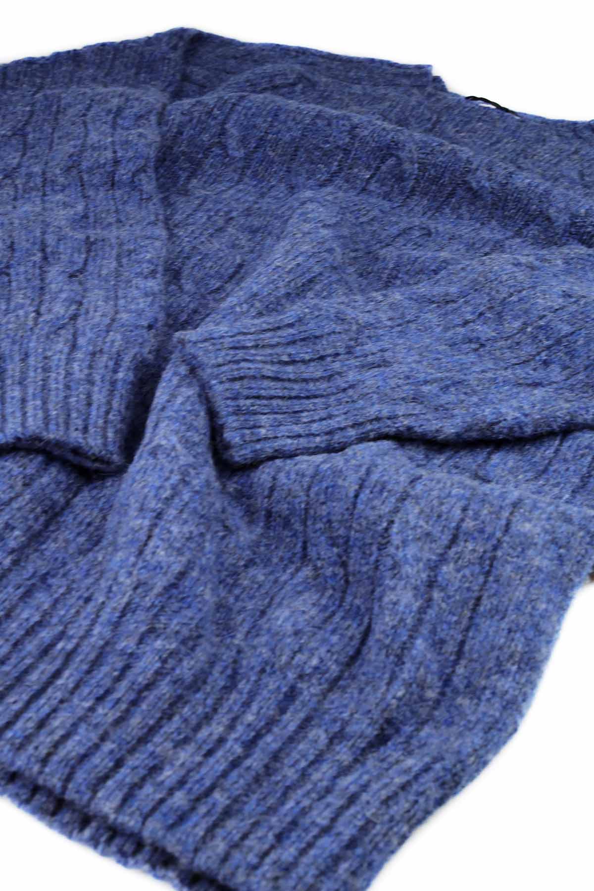 Harley of Scotland Herren Pullover Zopfmuster Denim Blau