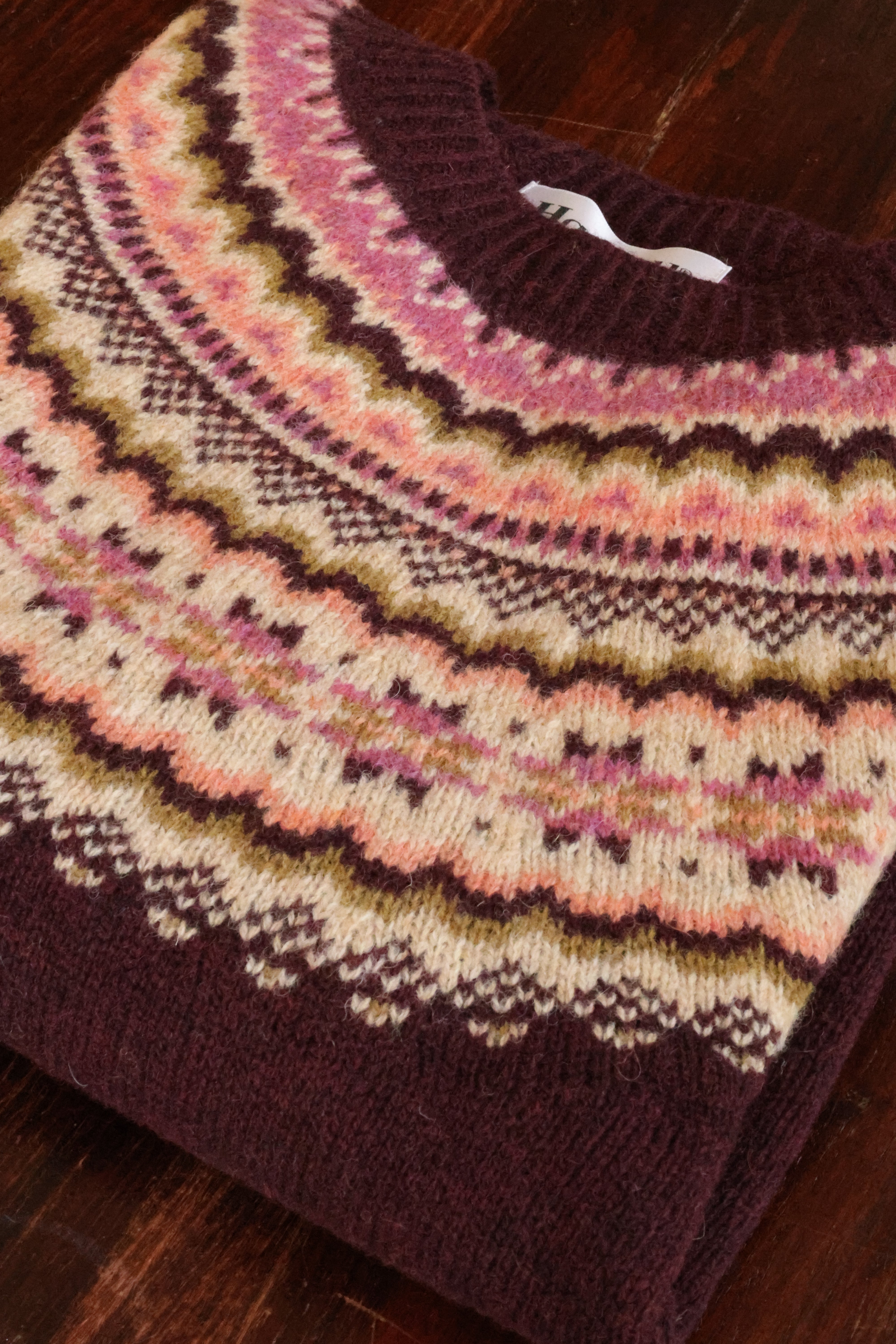 Fairisle Pullover Pullover mit Ärmelbündchen | Superweiche Lammwolle Dunkelviolett