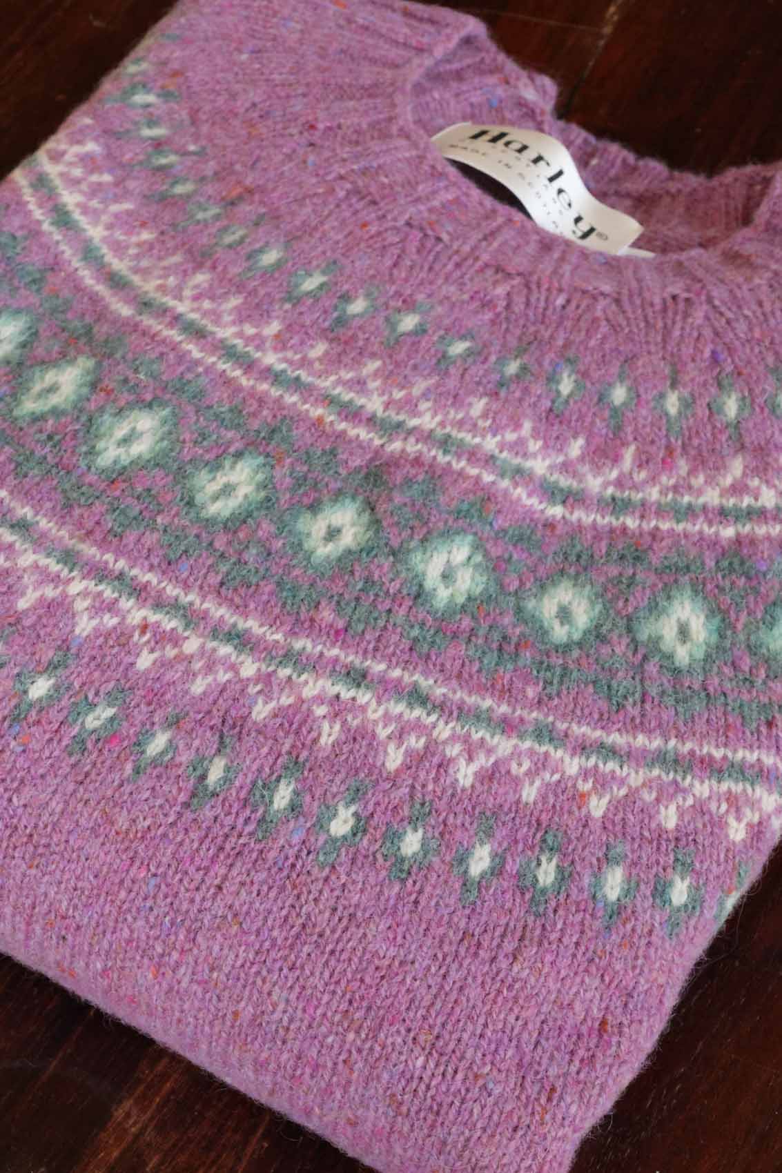 Fair Isle-Pullover Damen | Lila Distel