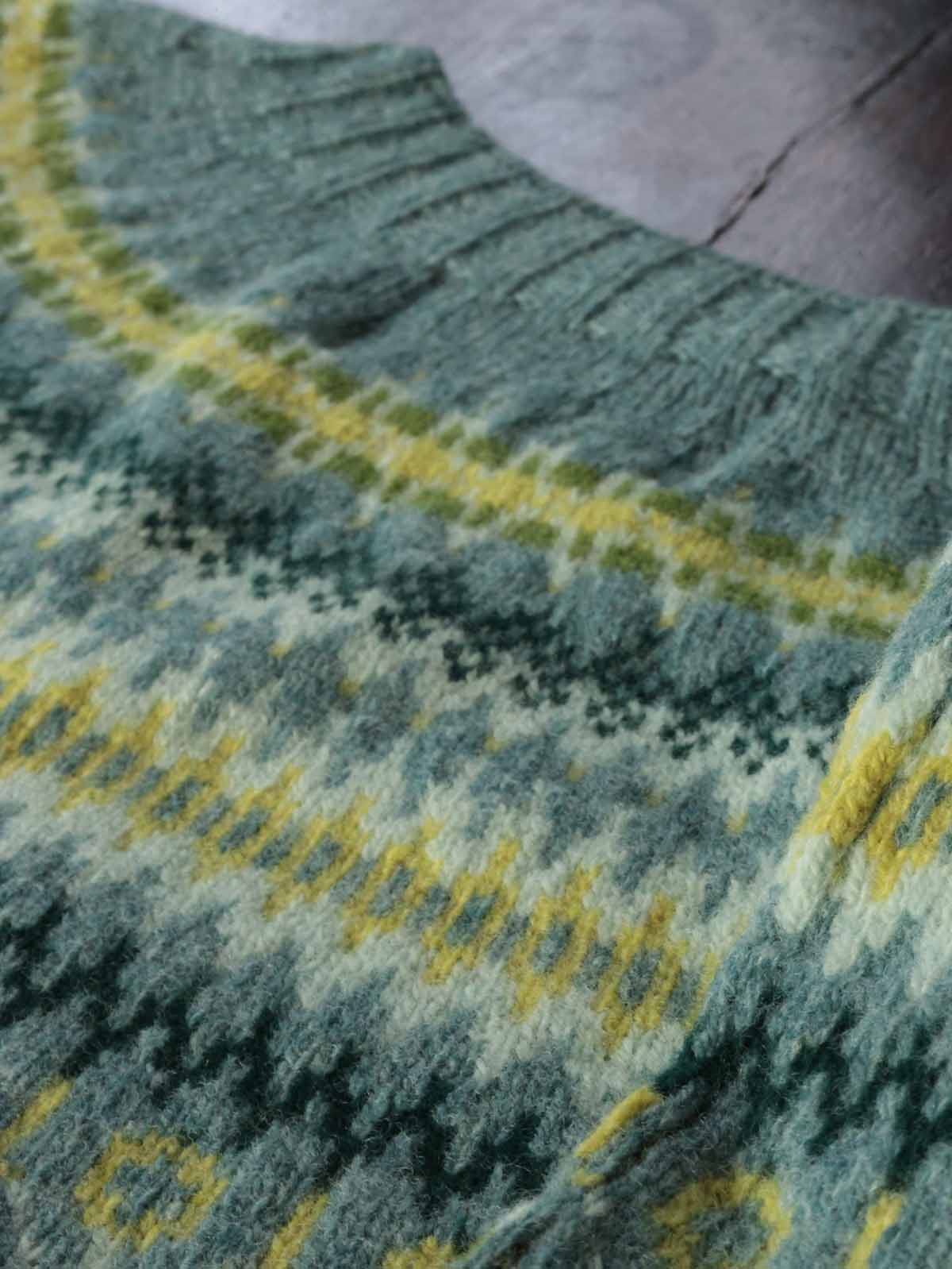 Fairisle Pullover | Superfine Lammwolle Pastel Grün
