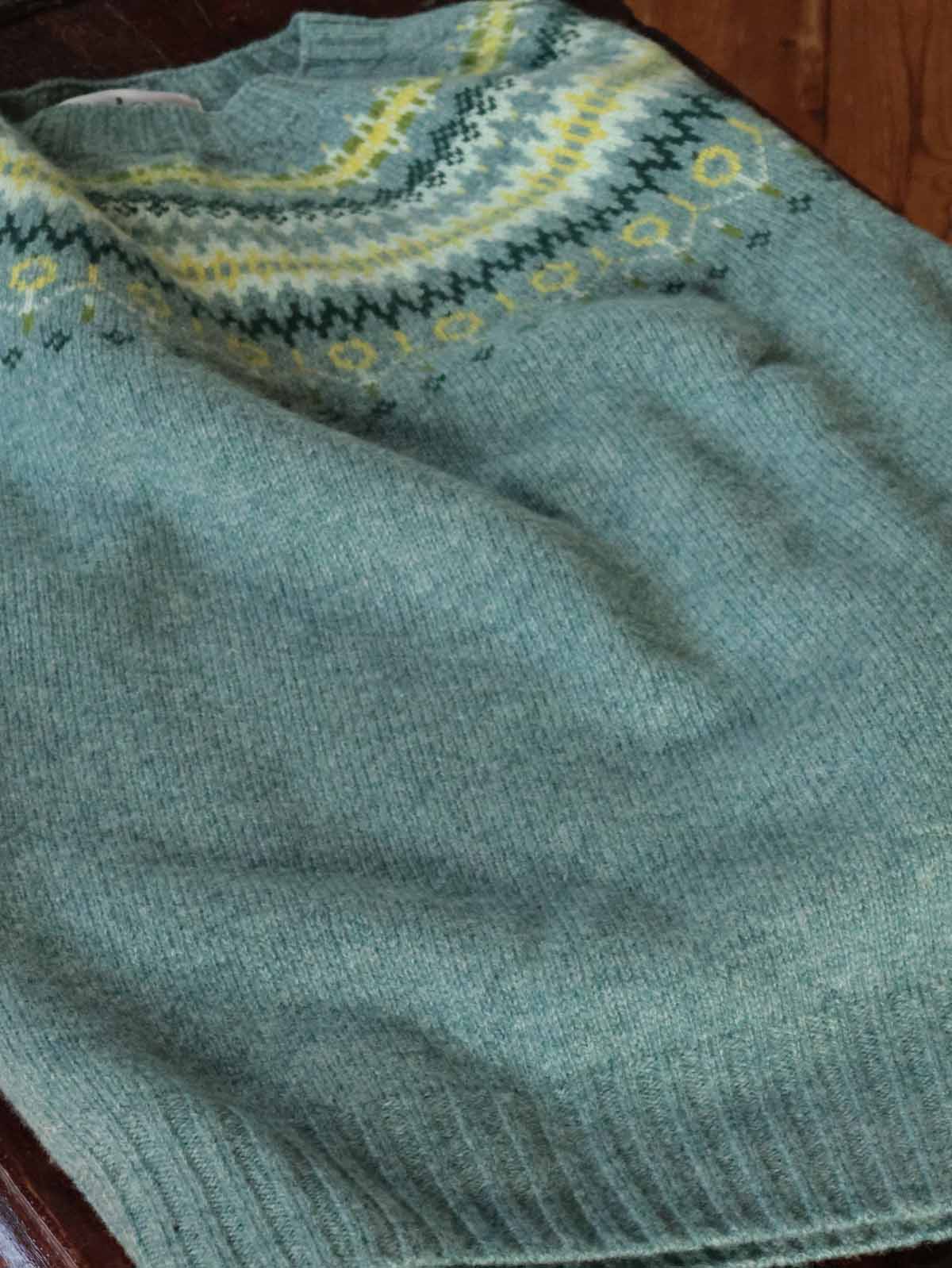Fairisle Pullover | Superfine Lammwolle Pastel Grün