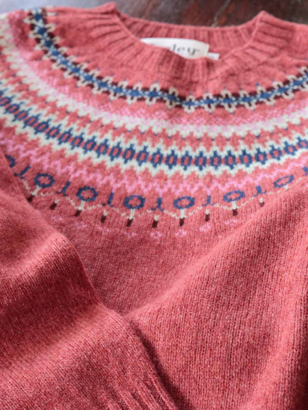 Fairisle Pullover | Superfine Lammwolle Pastel Rosa