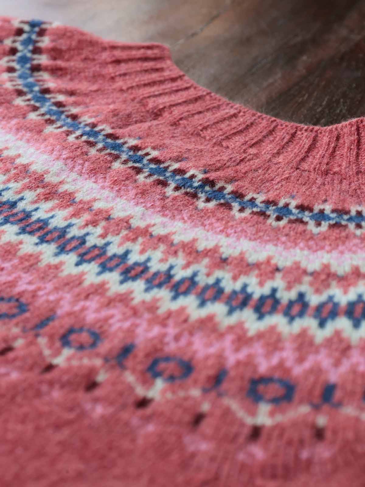 Fairisle Pullover | Superfine Lammwolle Pastel Rosa