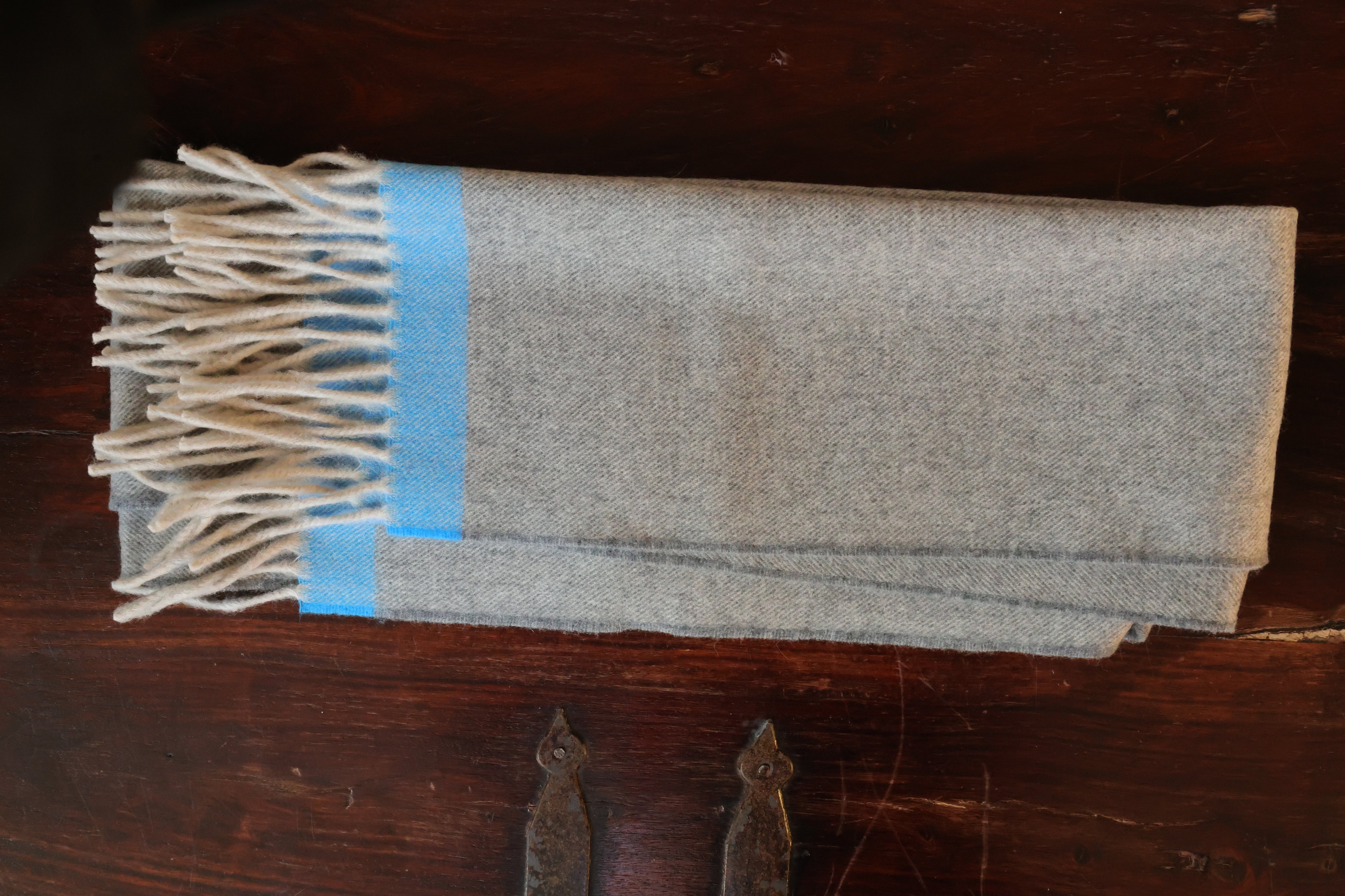 Cashmere Lambswool Scarf Gray Sky Blue