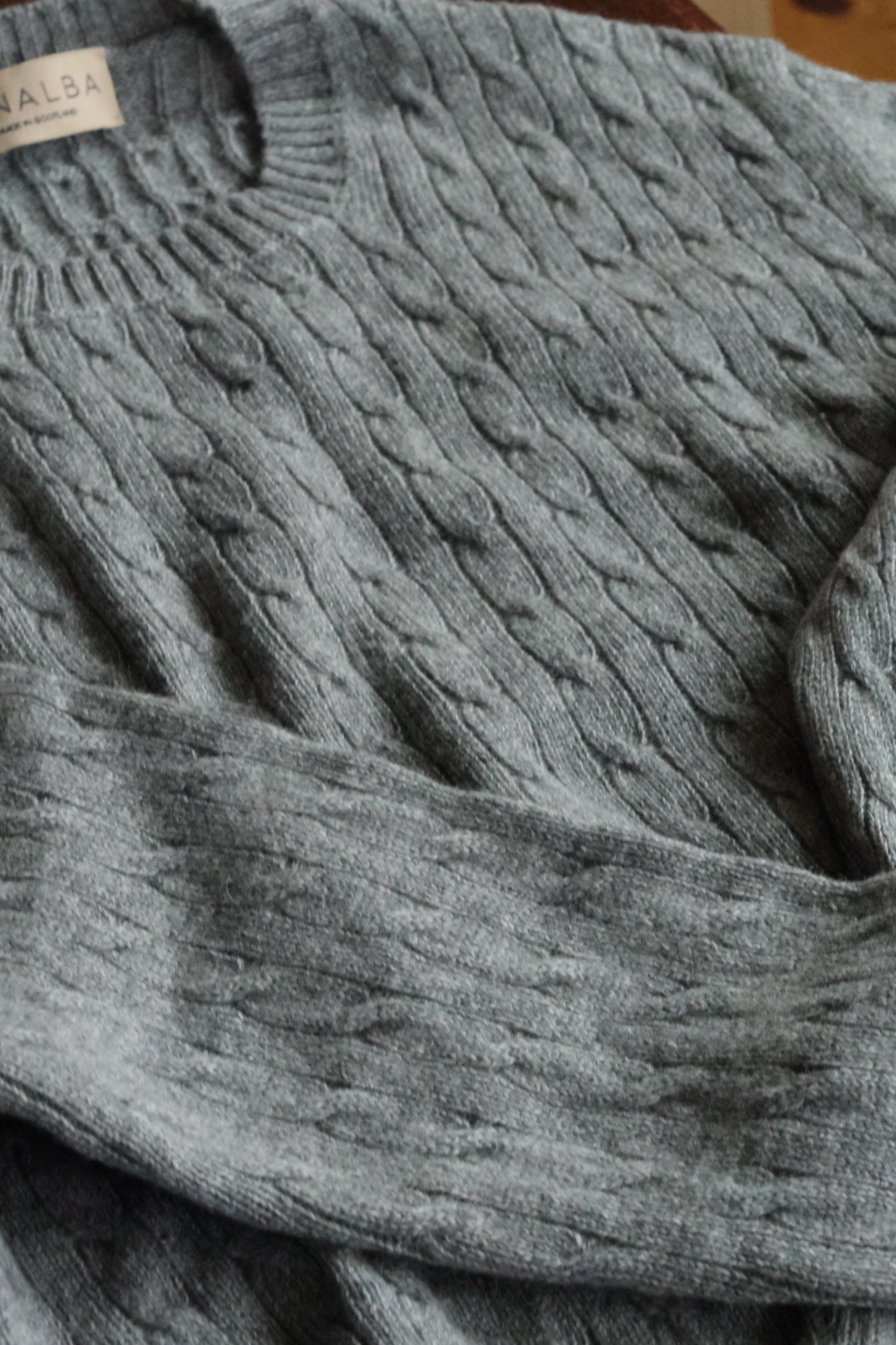 Kaschmir Kabelstrickpullover Grau | Herren