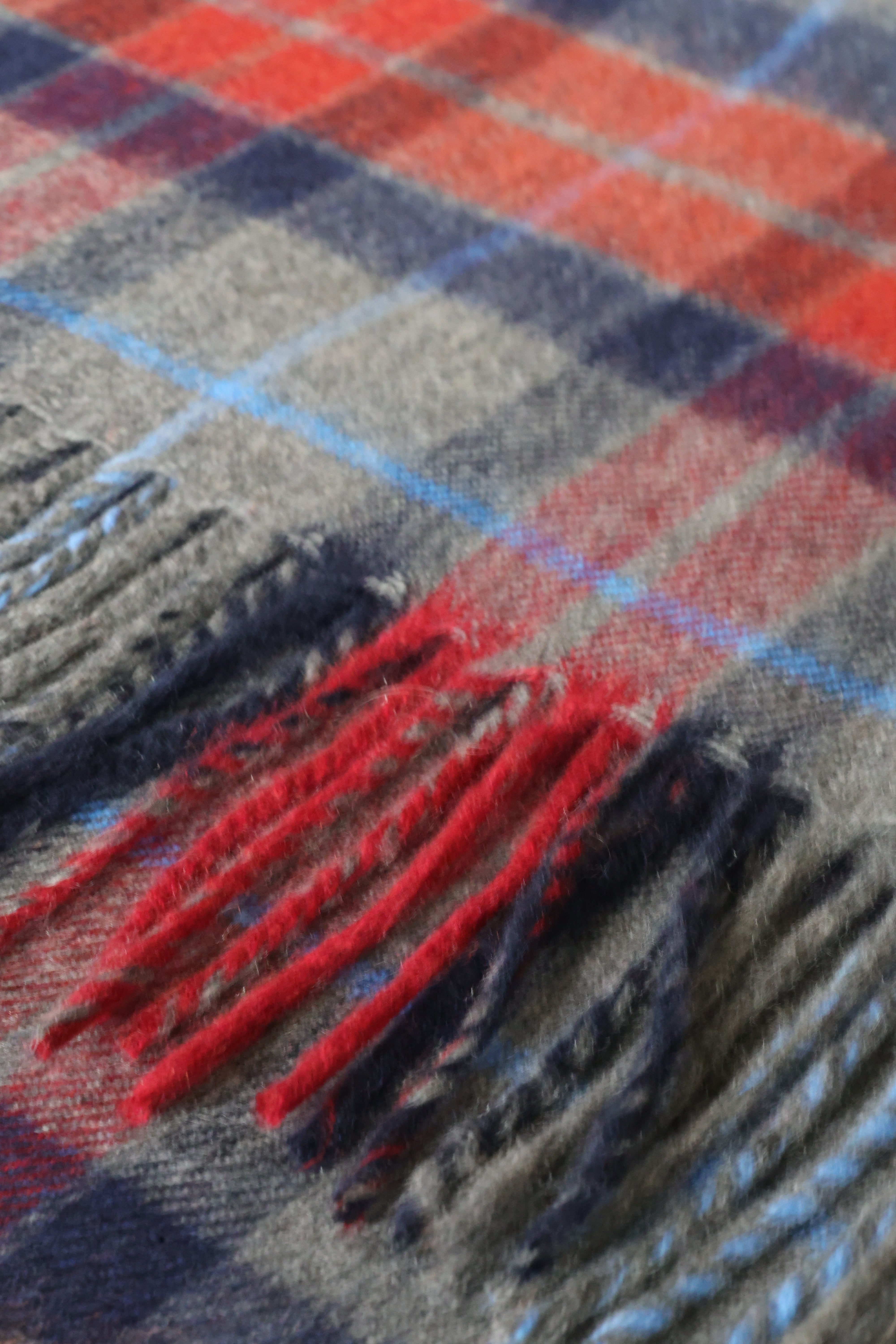 Kaschmirschal Tartan Stirling | Grau, Orange Blau