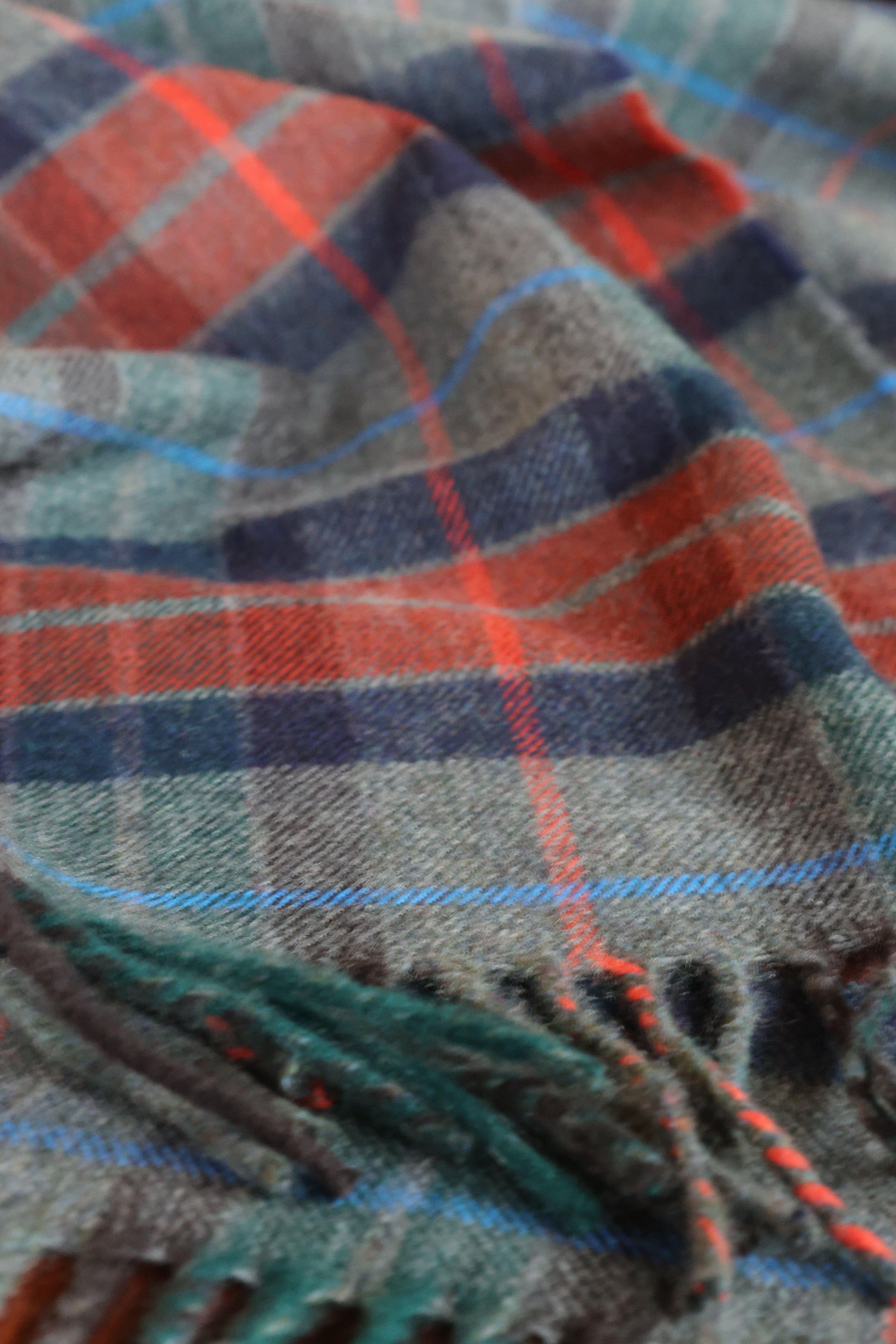 Kaschmirschal Tartan | Unisex | Grau, Orange Grün
