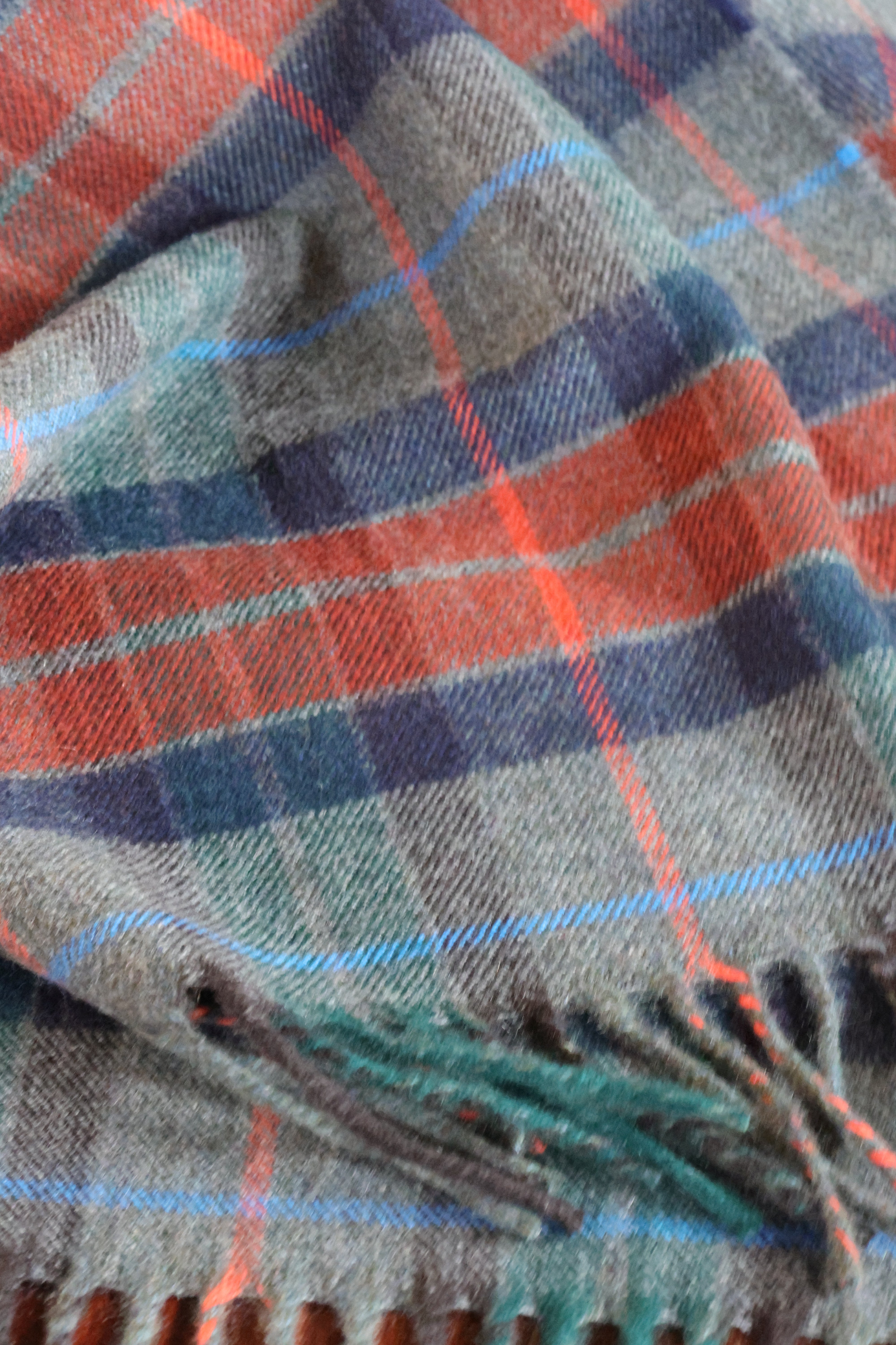 Kaschmirschal Tartan | Unisex | Grau, Orange Grün