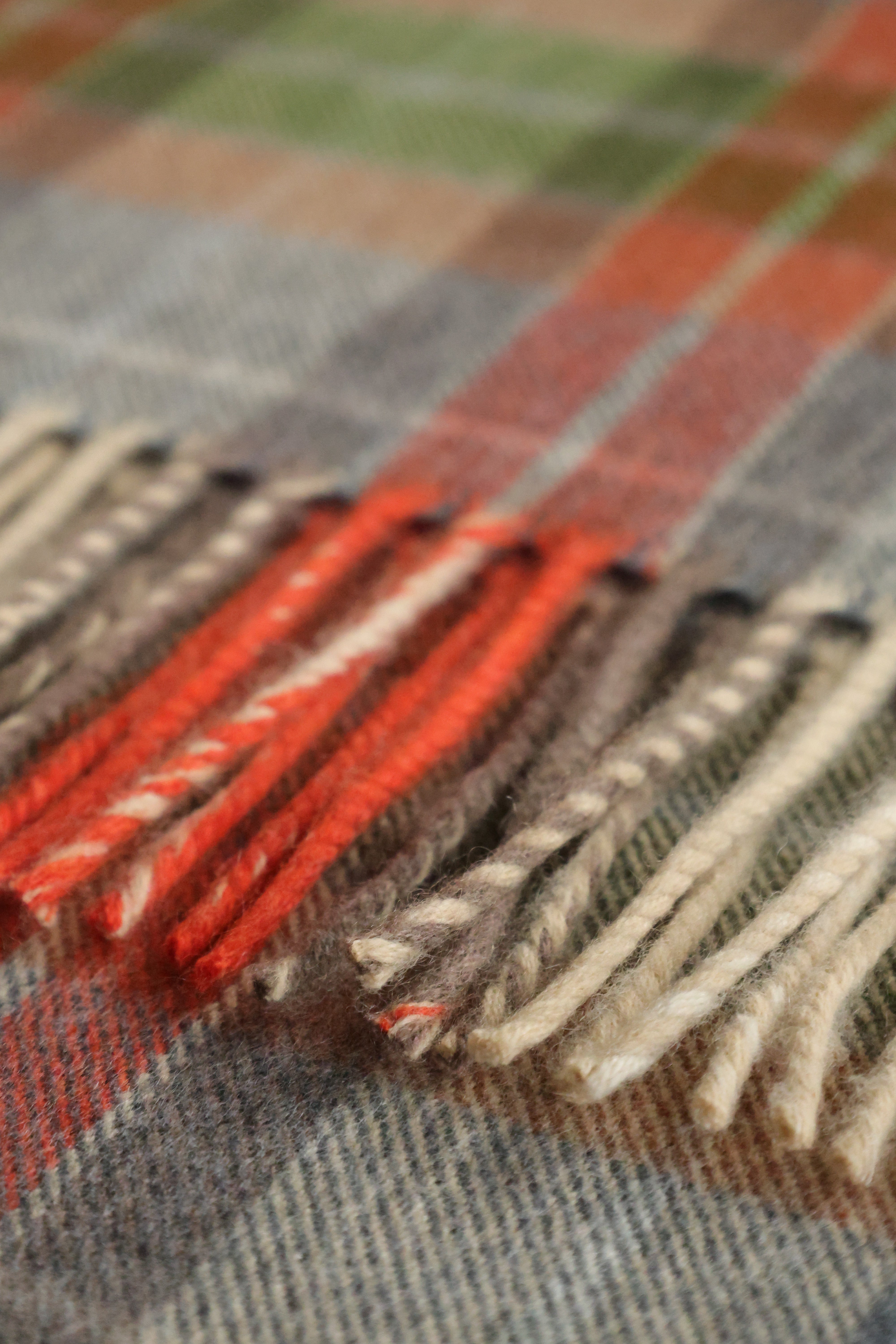 Cashmere Scarf Stonehaven | Grey Orange Green