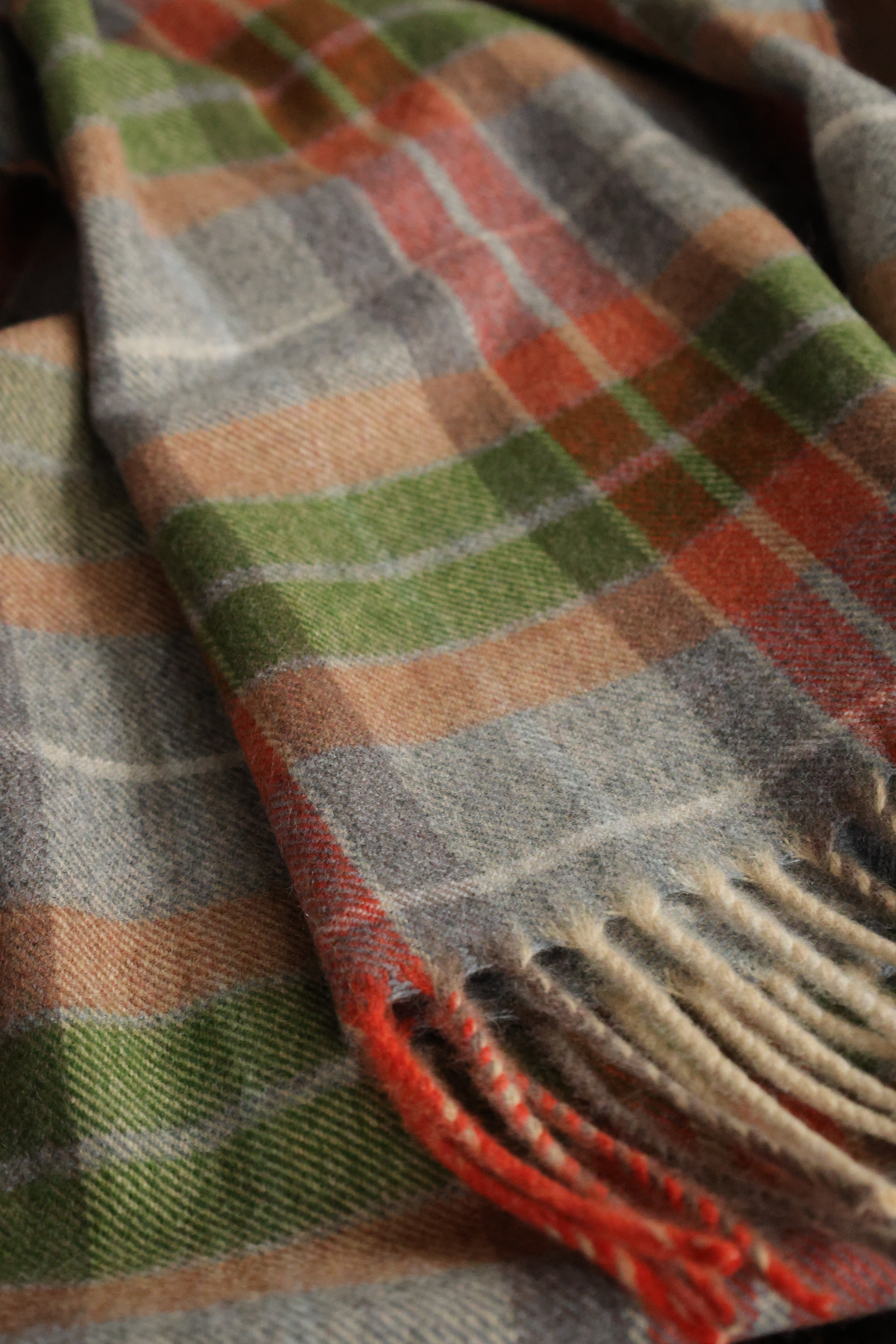Cashmere Scarf Stonehaven | Grey Orange Green