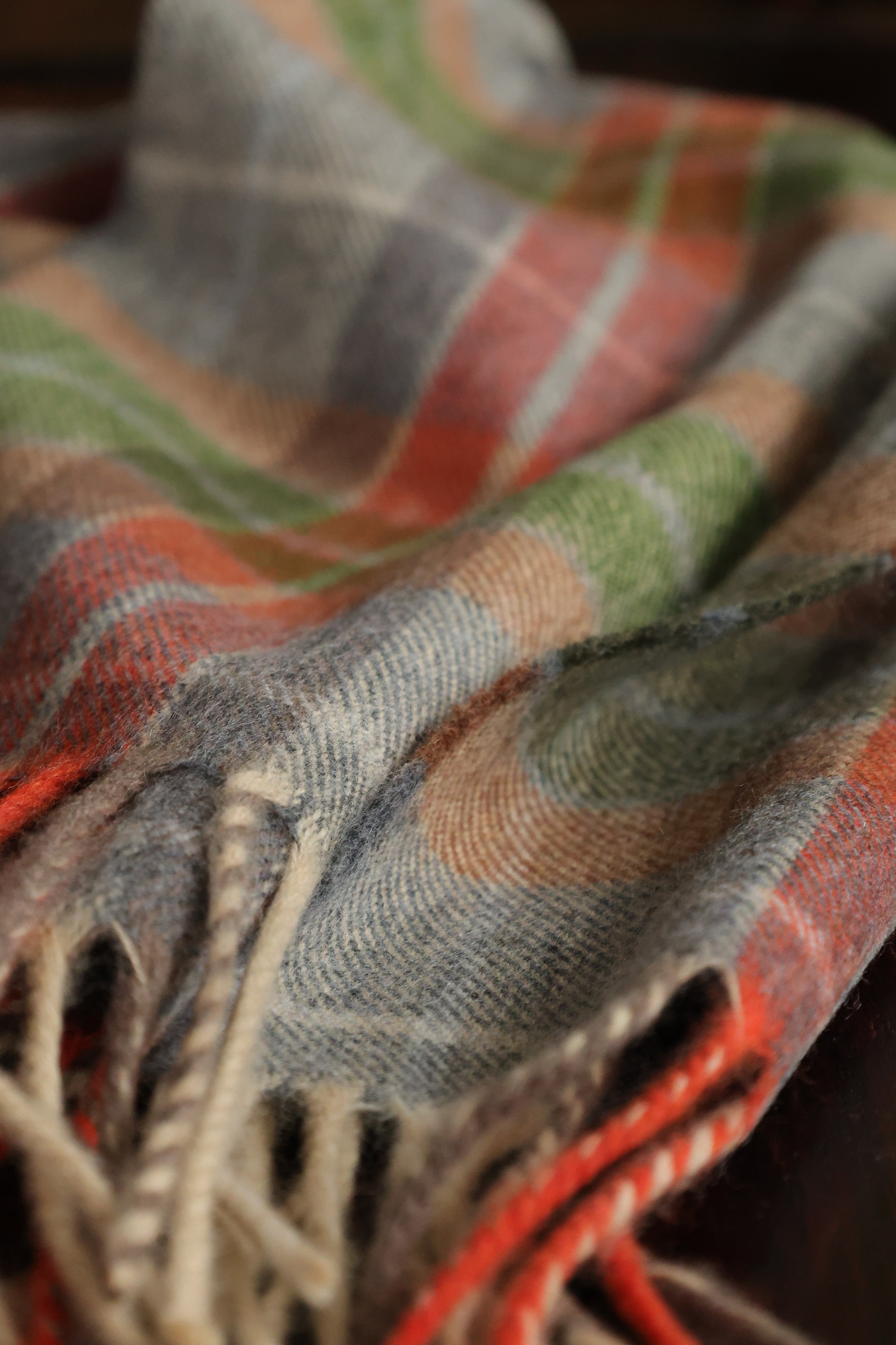 Cashmere Scarf Stonehaven | Grey Orange Green