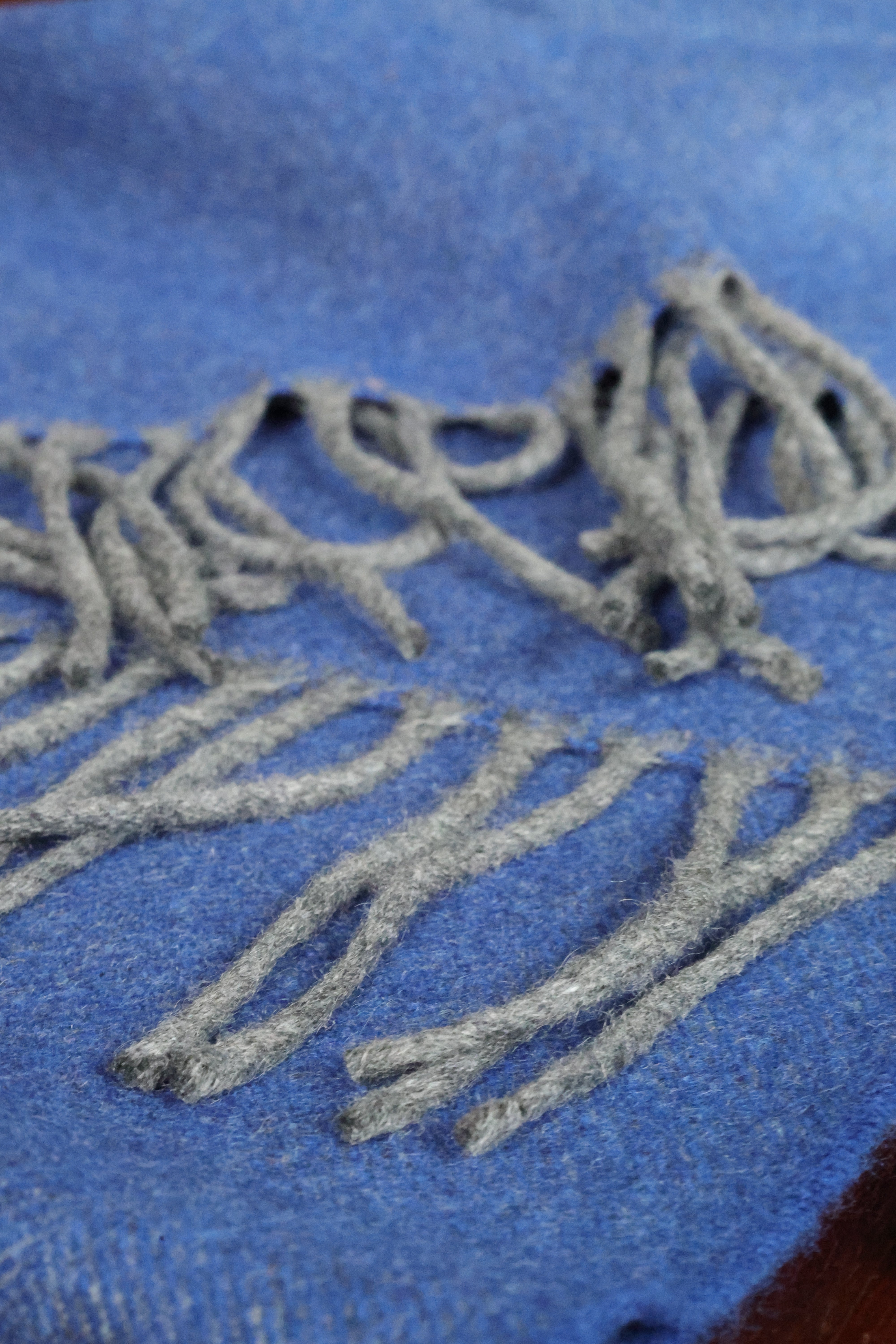Kaschmirschals Fischgrätenmuster Blau