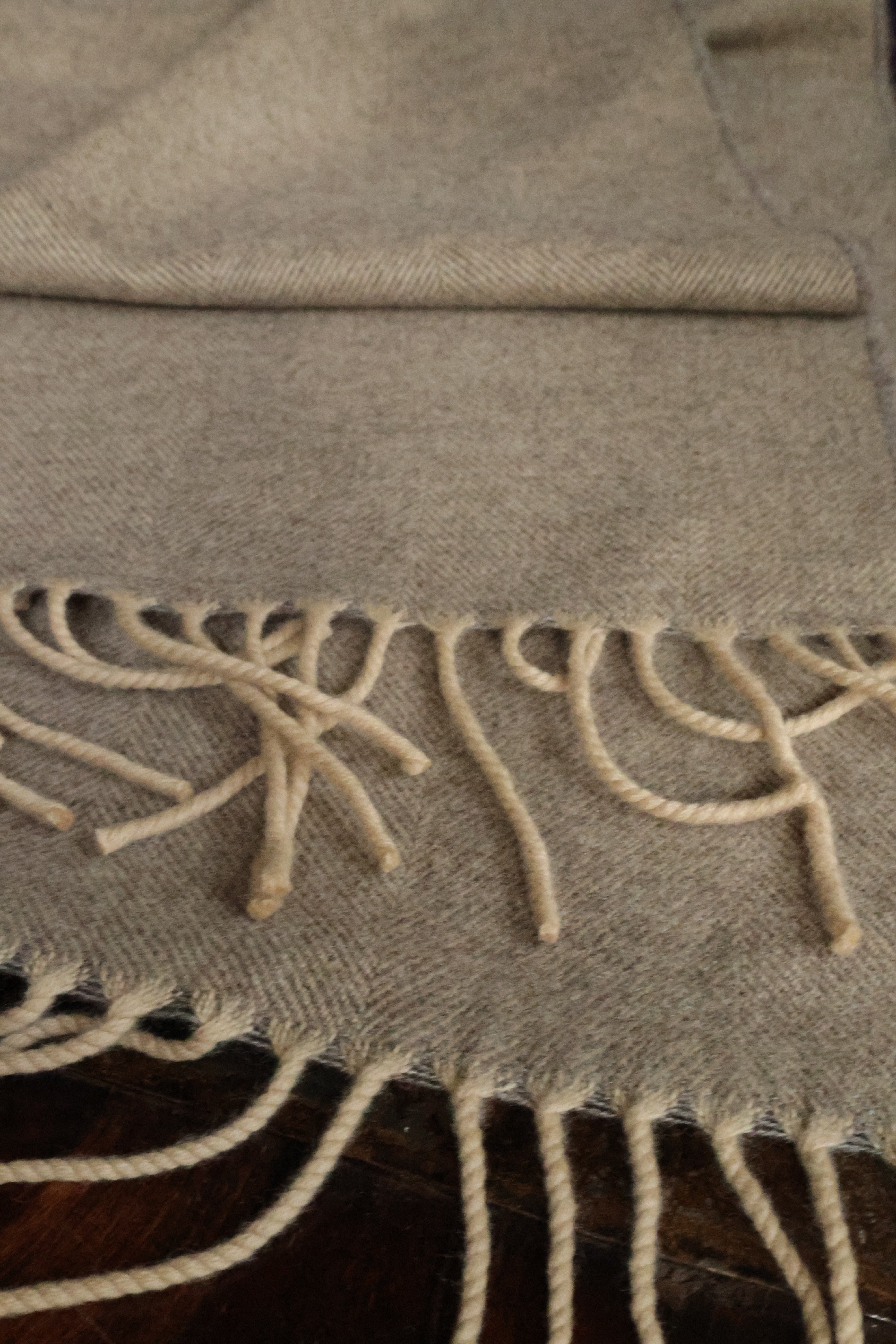Kaschmirschals Fischgrätenmuster Braun Beige