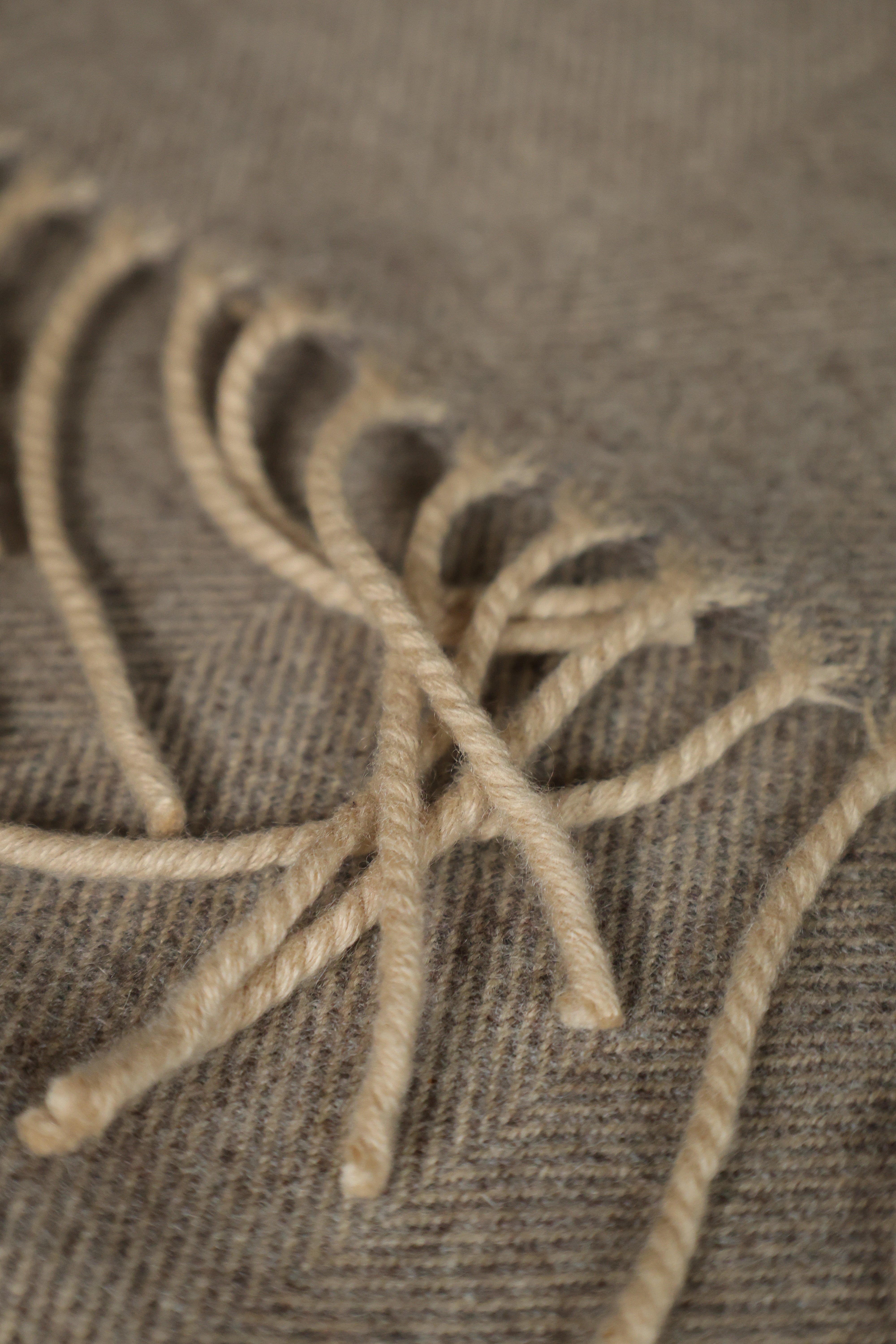 Kaschmirschals Fischgrätenmuster Braun Beige