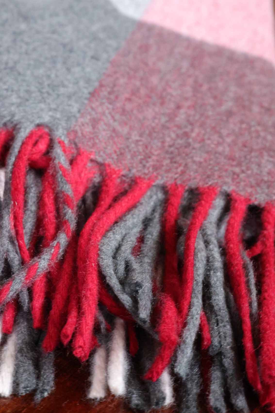 Large Cashmere Stole | Checked Red