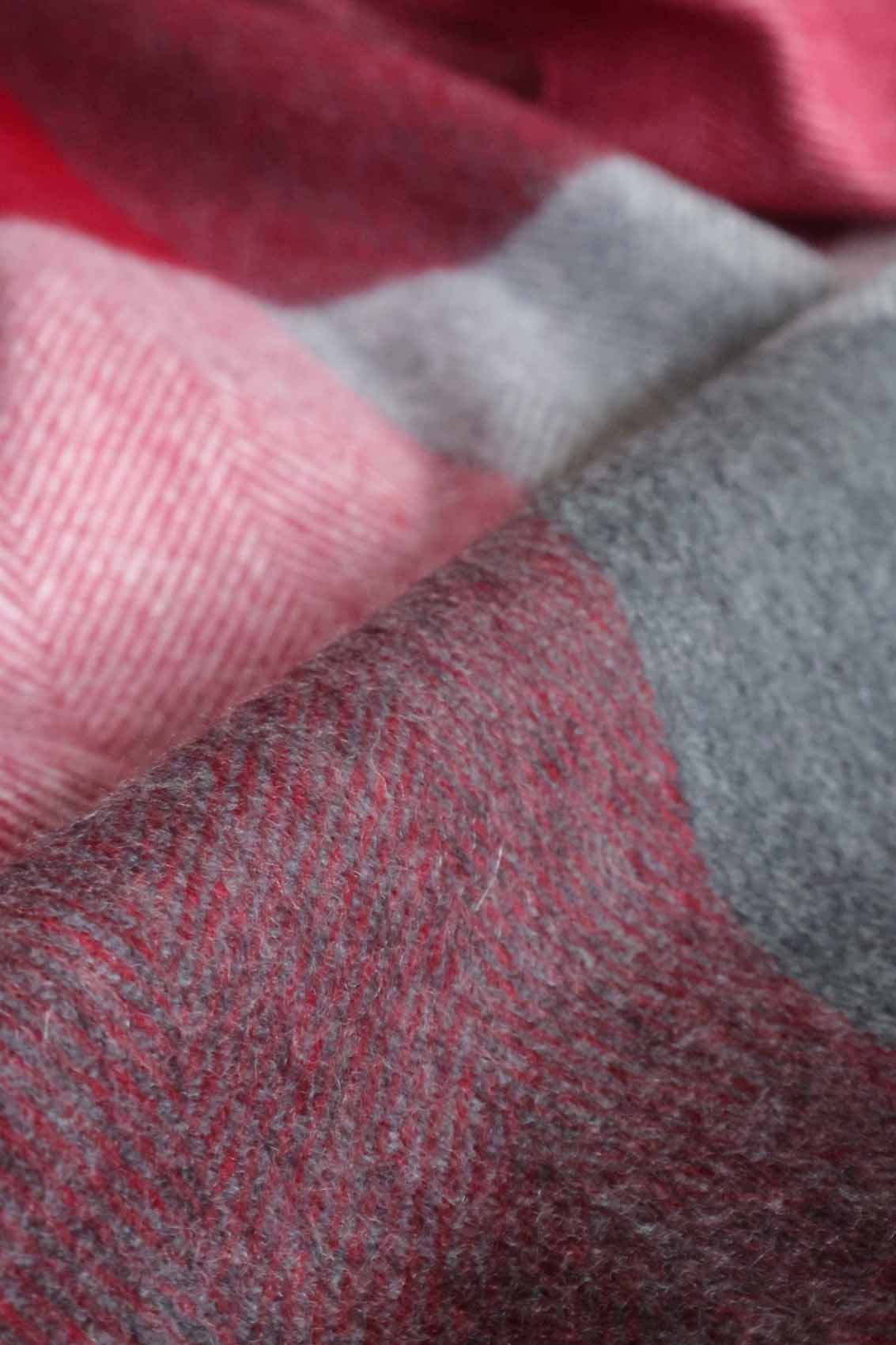 Large Cashmere Stole | Checked Red