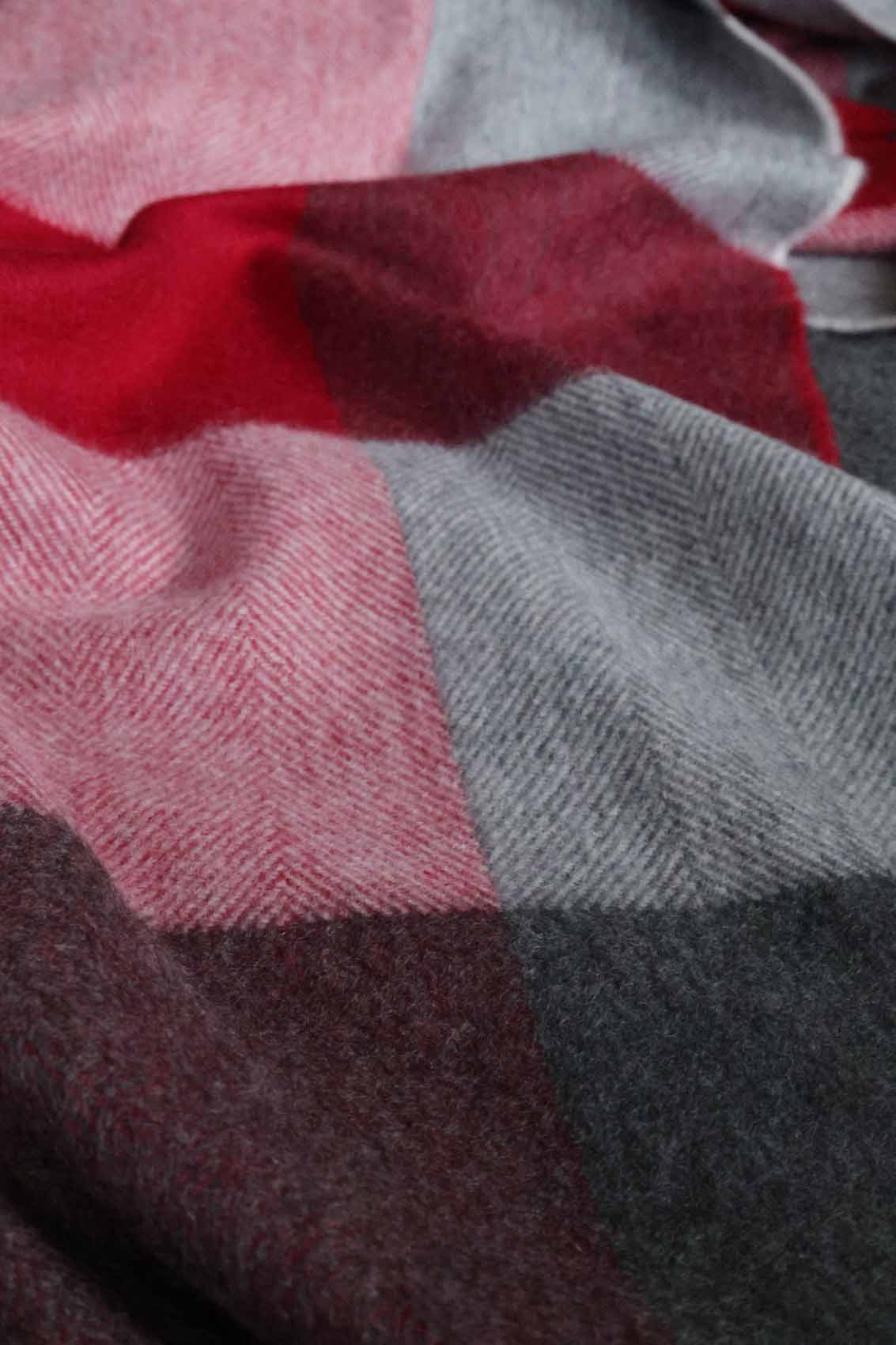 Large Cashmere Stole | Checked Red