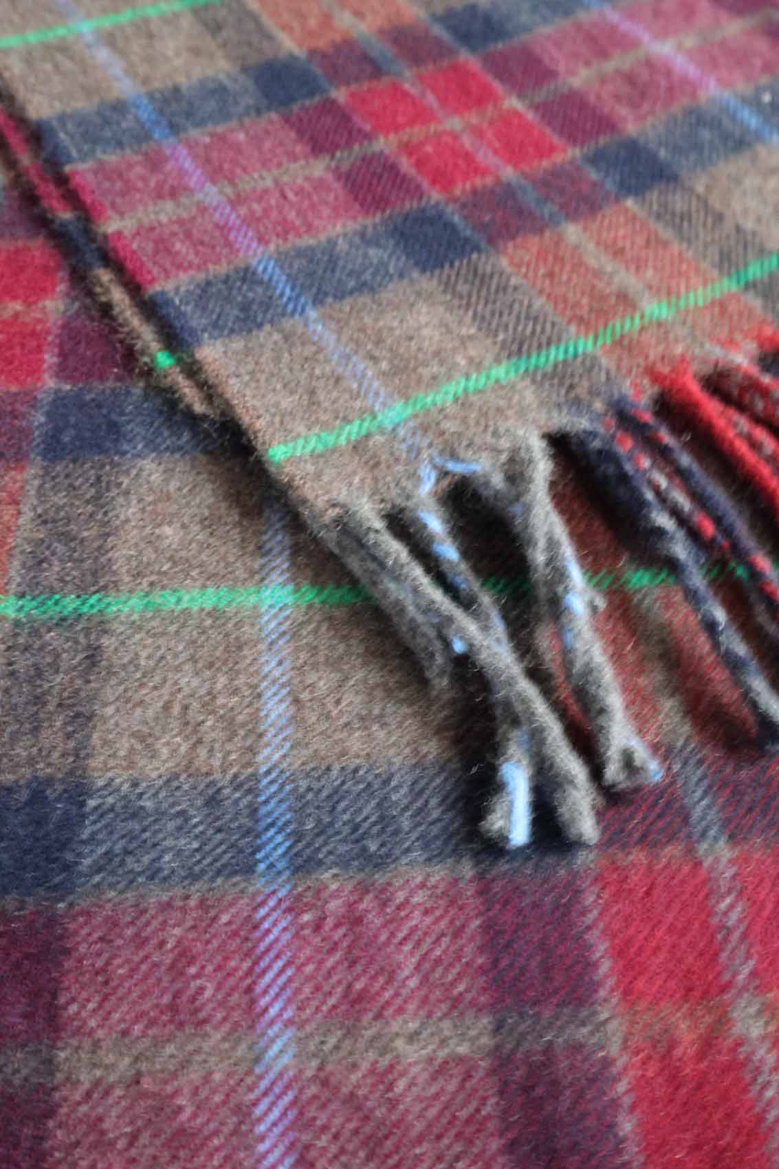 Tartan Kaschmirschals | Modern Schottenkaro Glamis | Braun Rot Blau