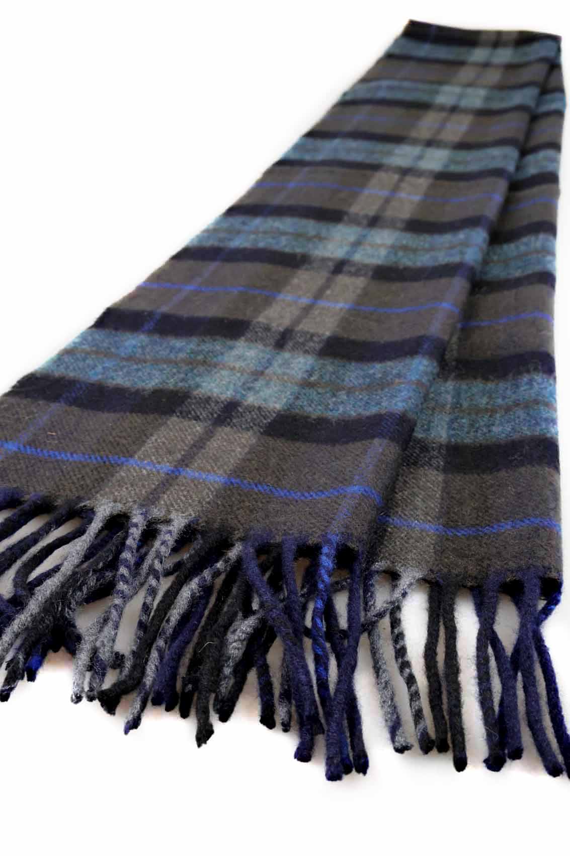 Kuuhi Kaschmirschal Storr Braun und Blau Tartan
